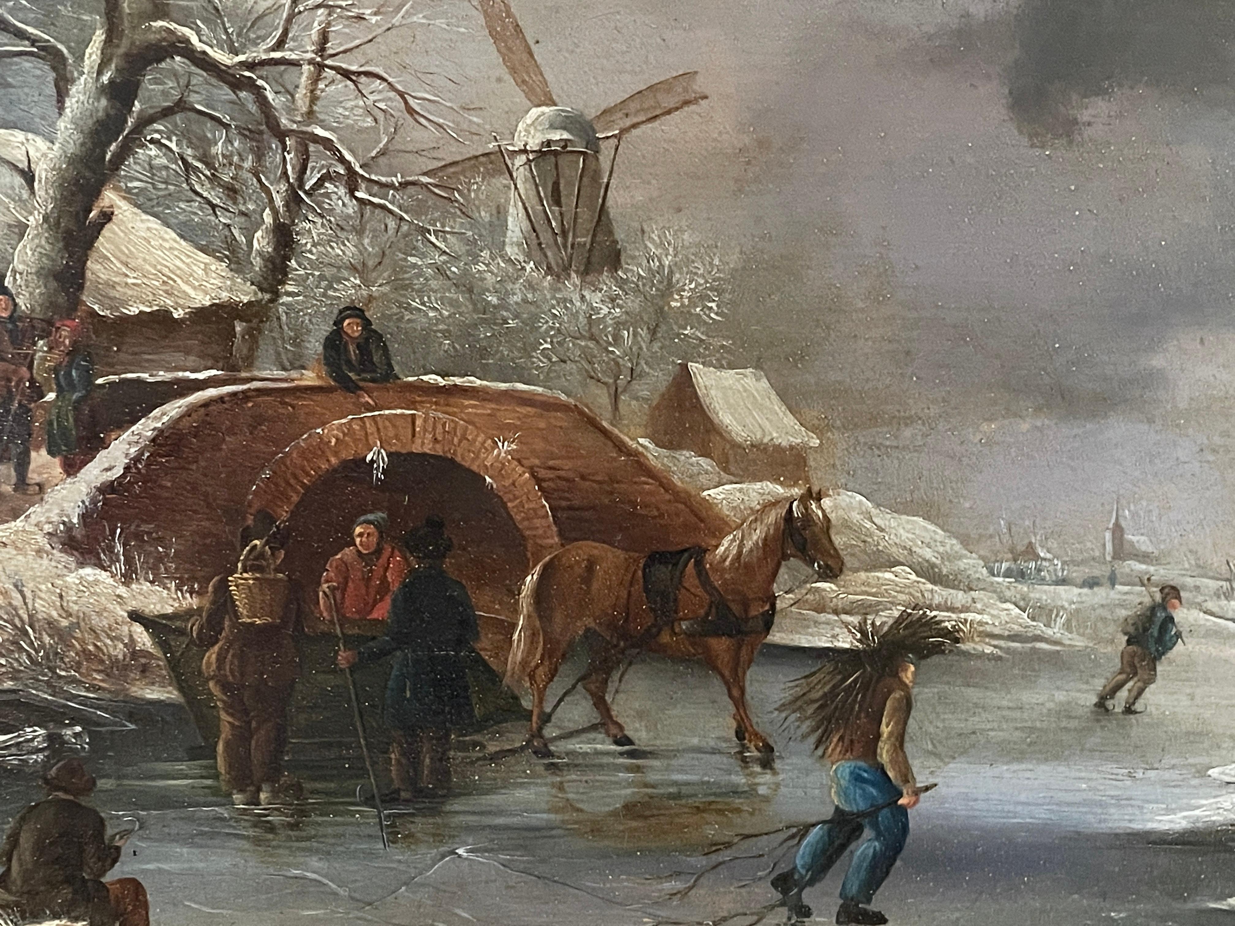 Late 19th Century Dutch Winter Landscape, 19th century For Sale