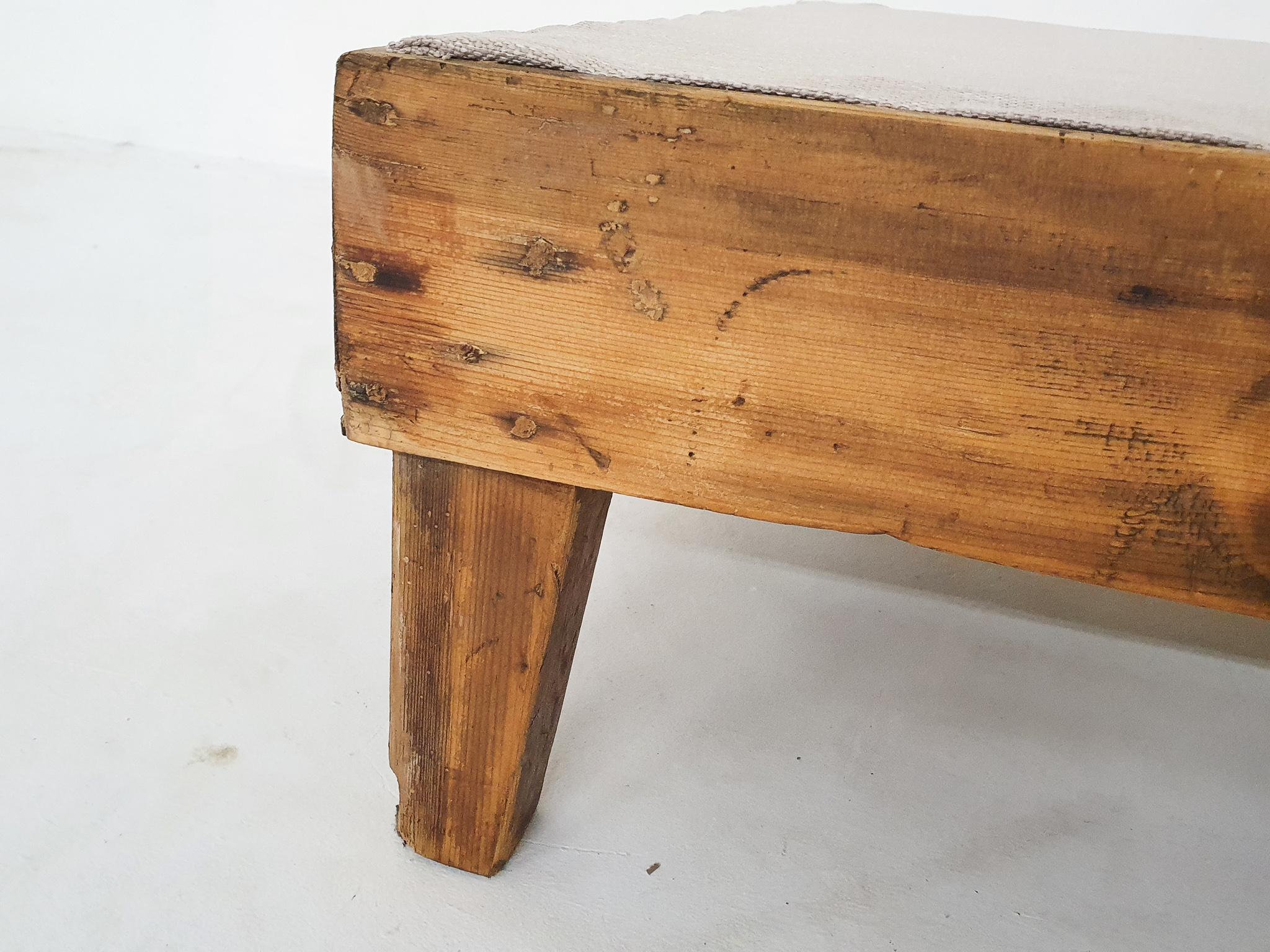 Dutch Wooden Daybed with Teddy Upholstery, 1940's 2