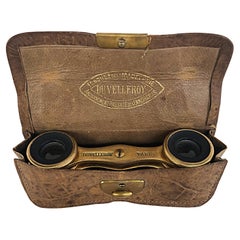 Duvelleroy Paris Antique Opera Glasses, Faux Crocodile Leather Case