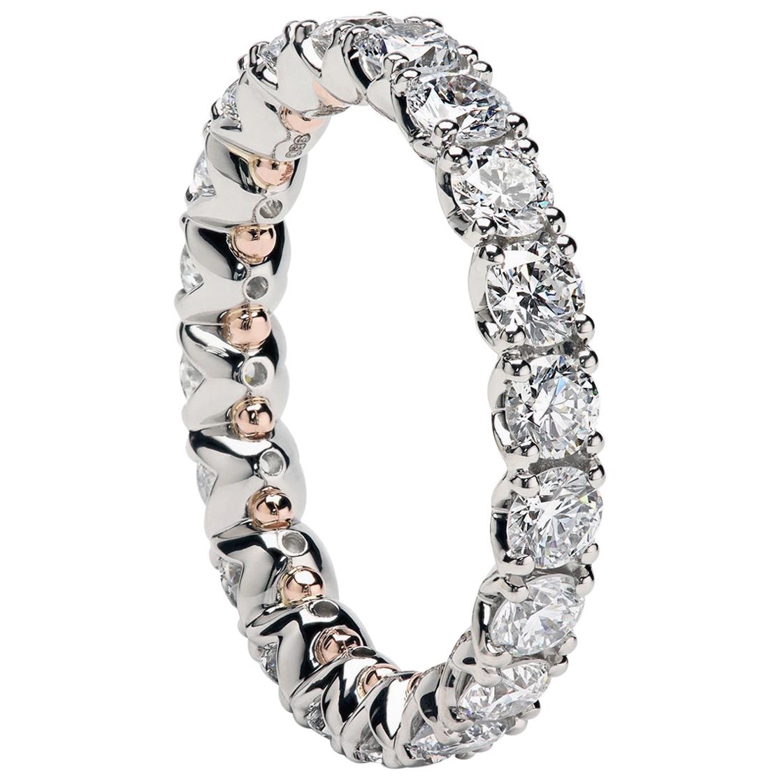 "Duvet" Eternity Wedding Band Set with Round Diamonds For Sale