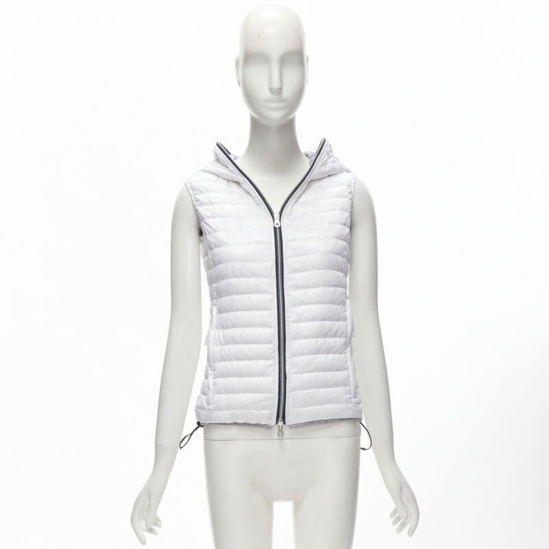 DUVETICA white pure goose new down padded zip hoodie puffer vest jacket IT38 XS 6