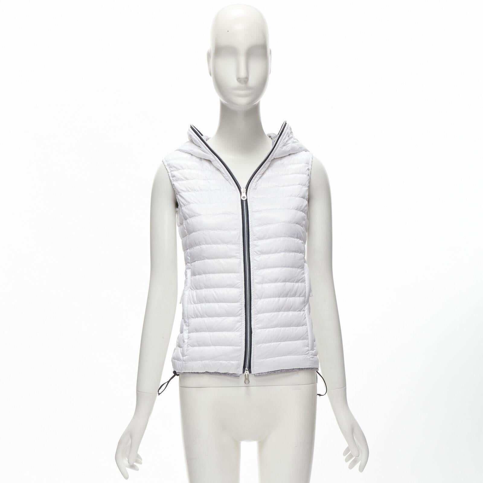DUVETICA white pure goose new down padded zip hoodie puffer vest jacket IT38 XS For Sale 6