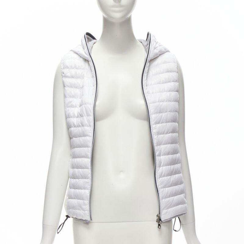 Gray DUVETICA white pure goose new down padded zip hoodie puffer vest jacket IT38 XS