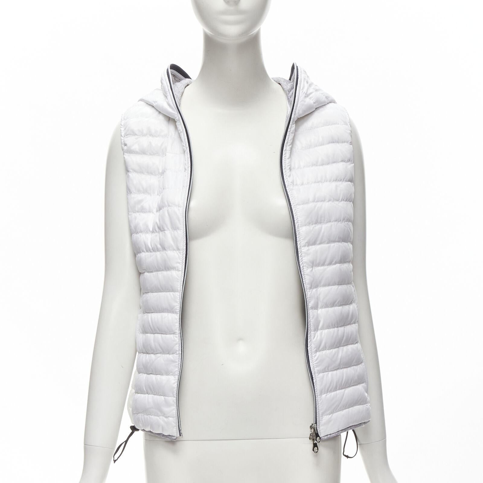 Gray DUVETICA white pure goose new down padded zip hoodie puffer vest jacket IT38 XS For Sale