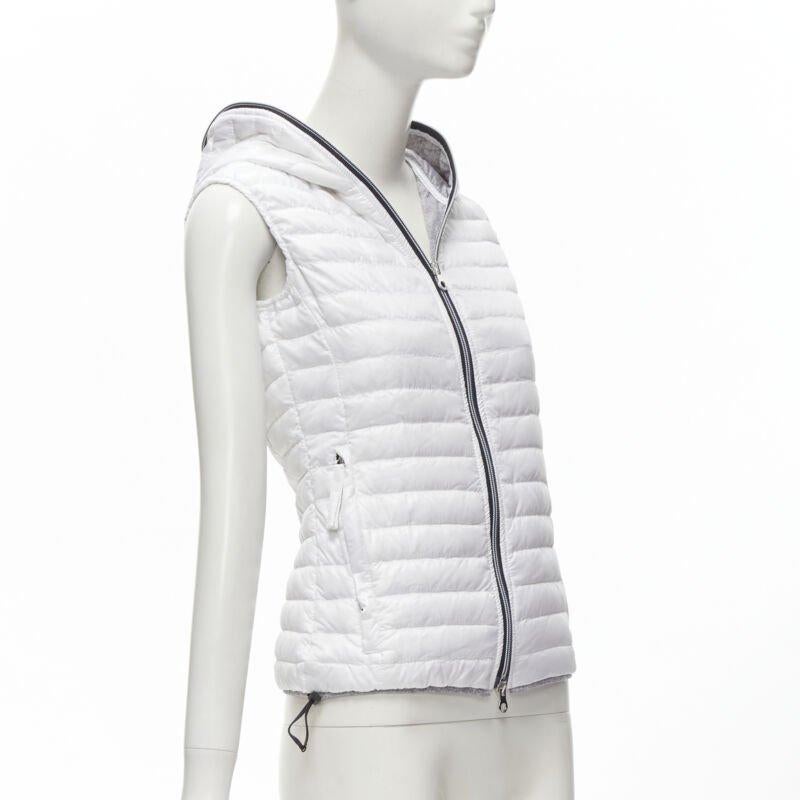DUVETICA white pure goose new down padded zip hoodie puffer vest jacket IT38 XS In Excellent Condition In Hong Kong, NT