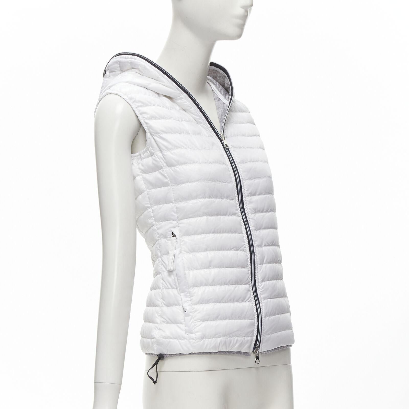 DUVETICA white pure goose new down padded zip hoodie puffer vest jacket IT38 XS In Excellent Condition For Sale In Hong Kong, NT