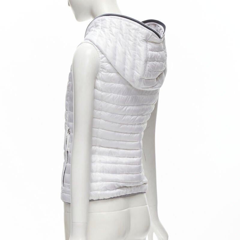 DUVETICA white pure goose new down padded zip hoodie puffer vest jacket IT38 XS 2
