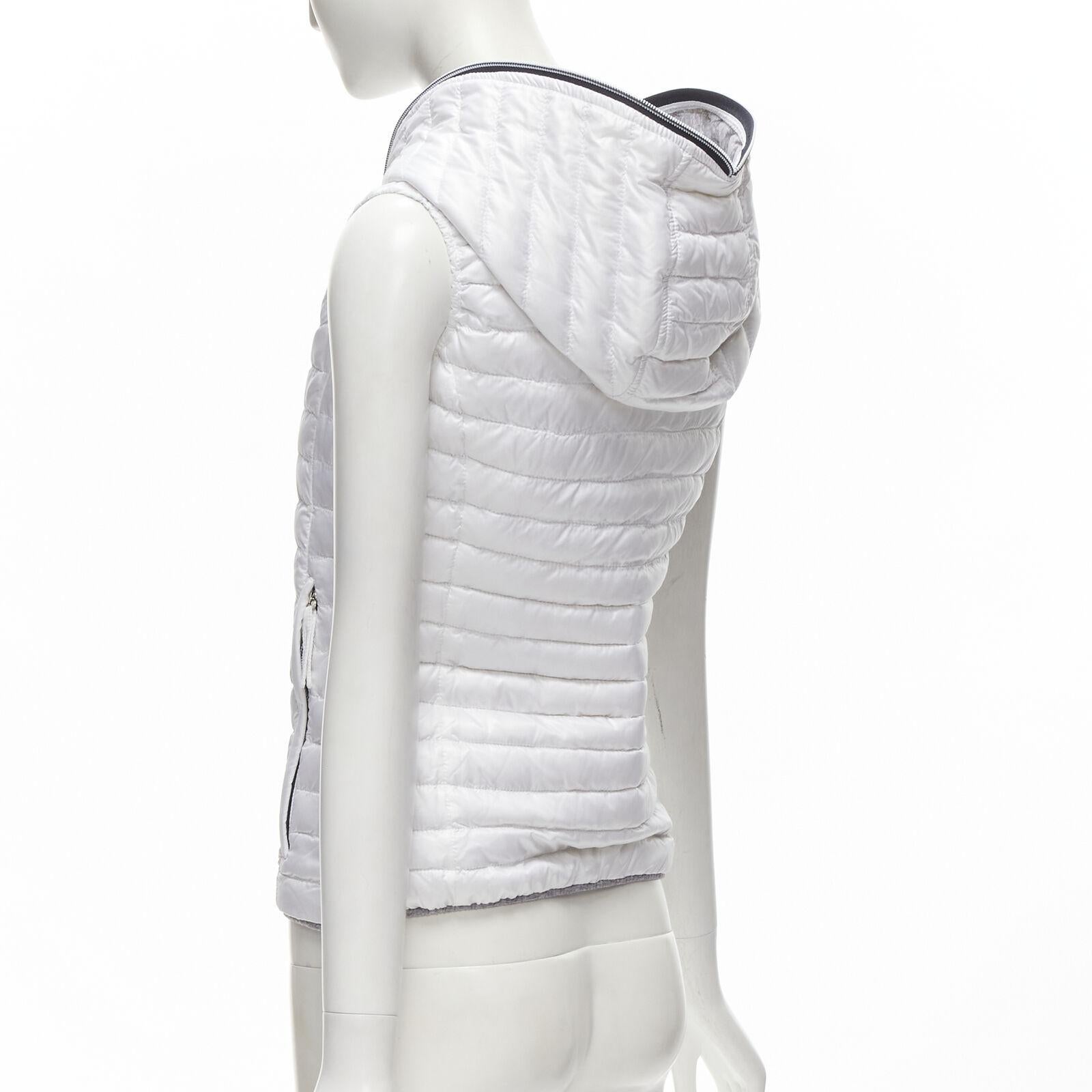 DUVETICA white pure goose new down padded zip hoodie puffer vest jacket IT38 XS For Sale 2