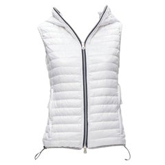 DUVETICA white pure goose new down padded zip hoodie puffer vest jacket IT38 XS