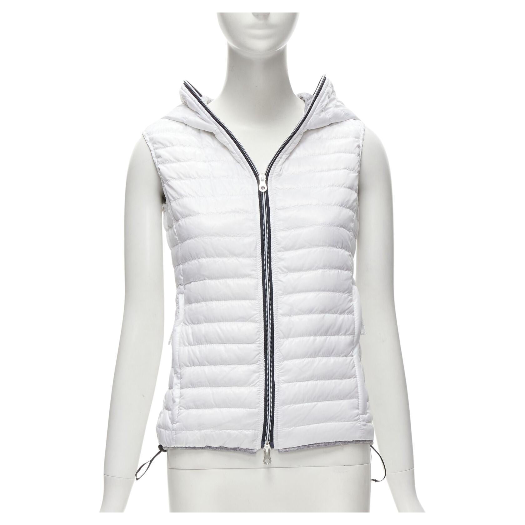 DUVETICA white pure goose new down padded zip hoodie puffer vest jacket IT38 XS For Sale