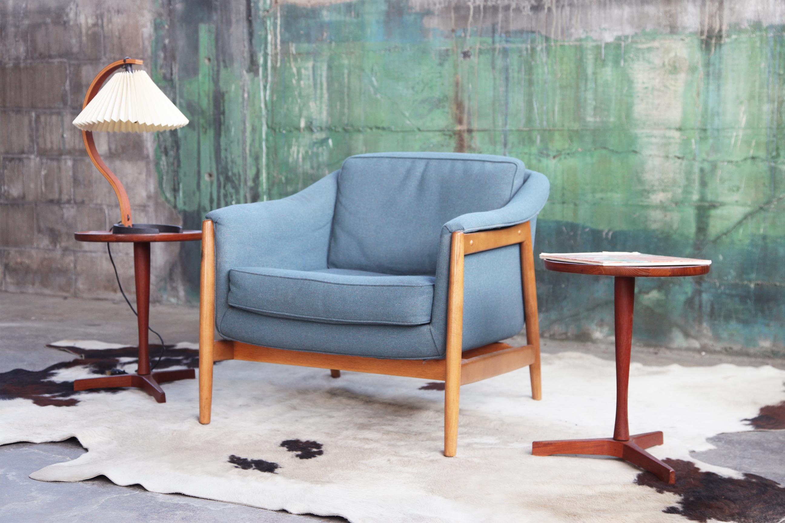 Fabric DUX Folke Ohlsson Midcentury Danish Modern Lounge Chair For Sale