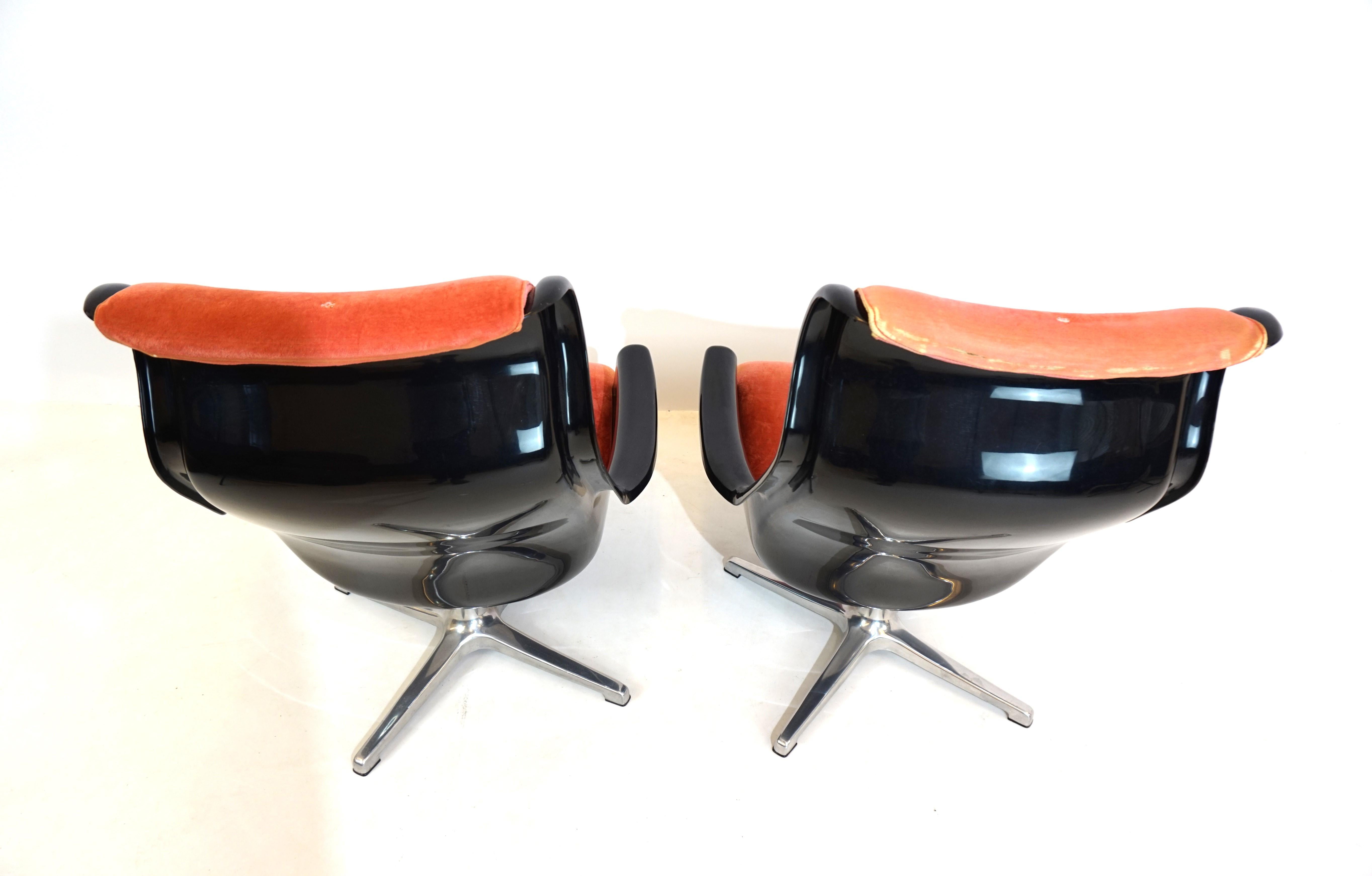 Dux Galaxy set of 2 Space Age armchairs by Alf Svensson & Yngvar Sandström For Sale 7