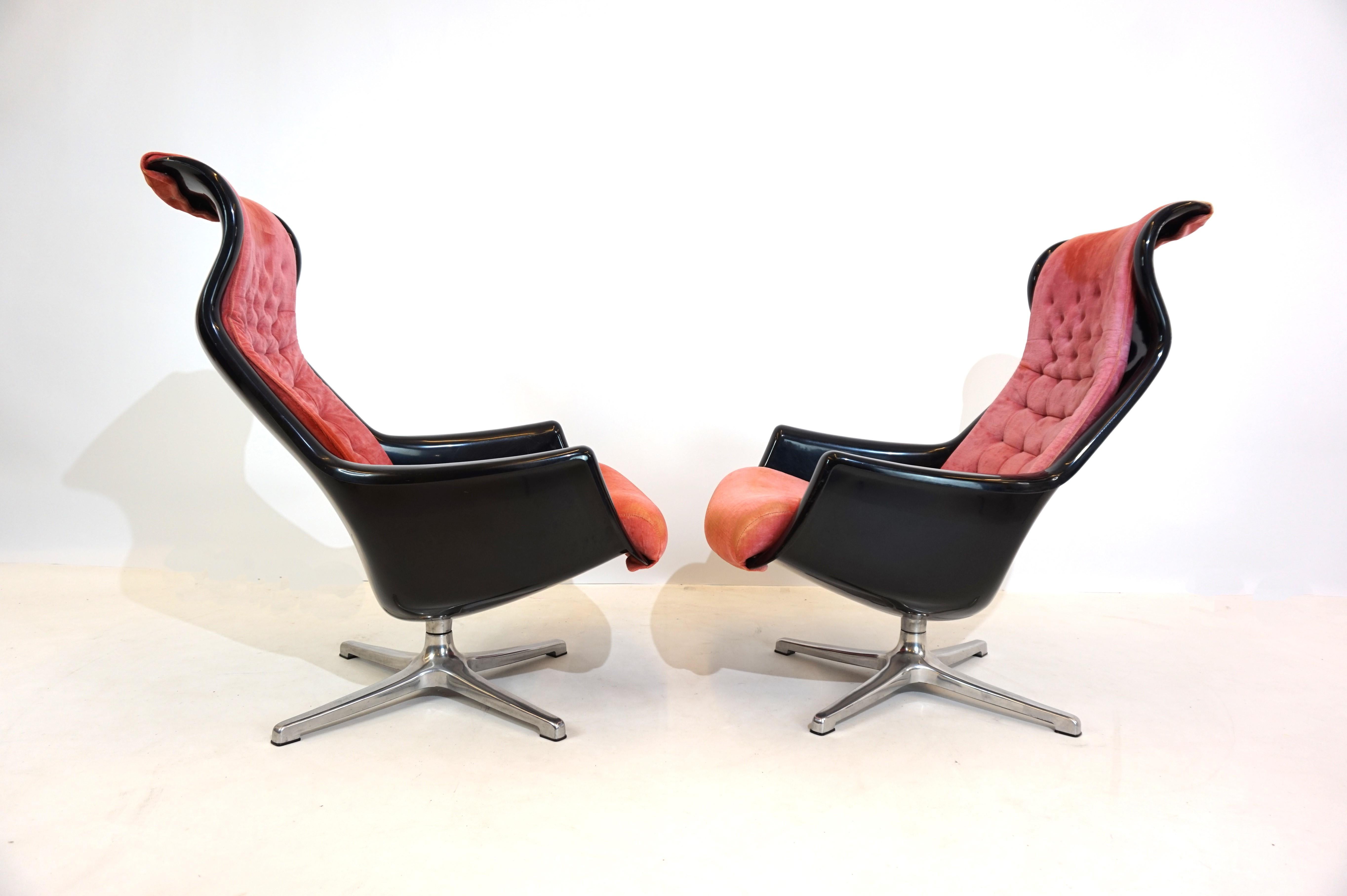 Dux Galaxy set of 2 Space Age armchairs by Alf Svensson & Yngvar Sandström For Sale 8