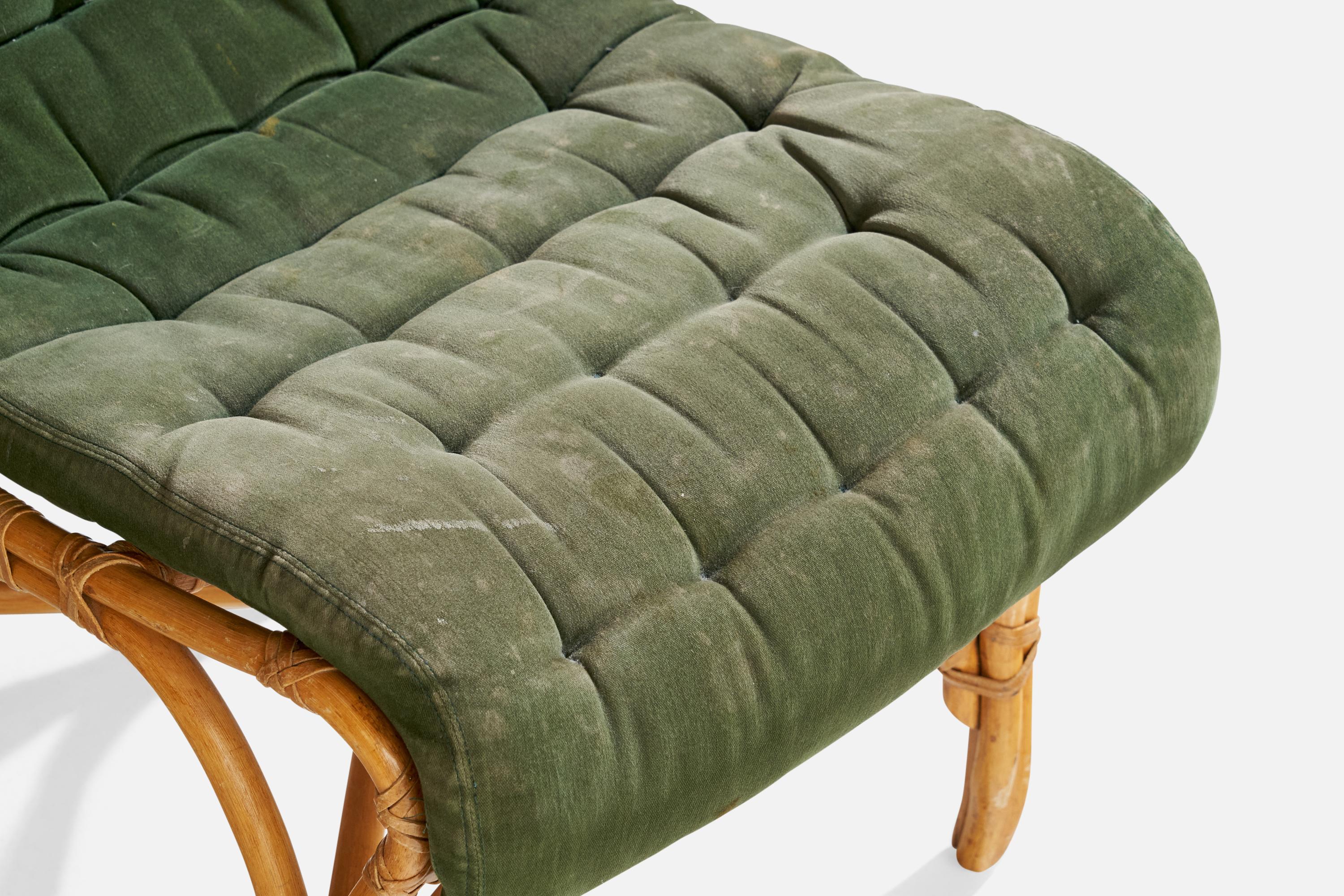 Dux, Lounge Chairs, Bamboo, Rattan, Fabric, Sweden, 1970s For Sale 6