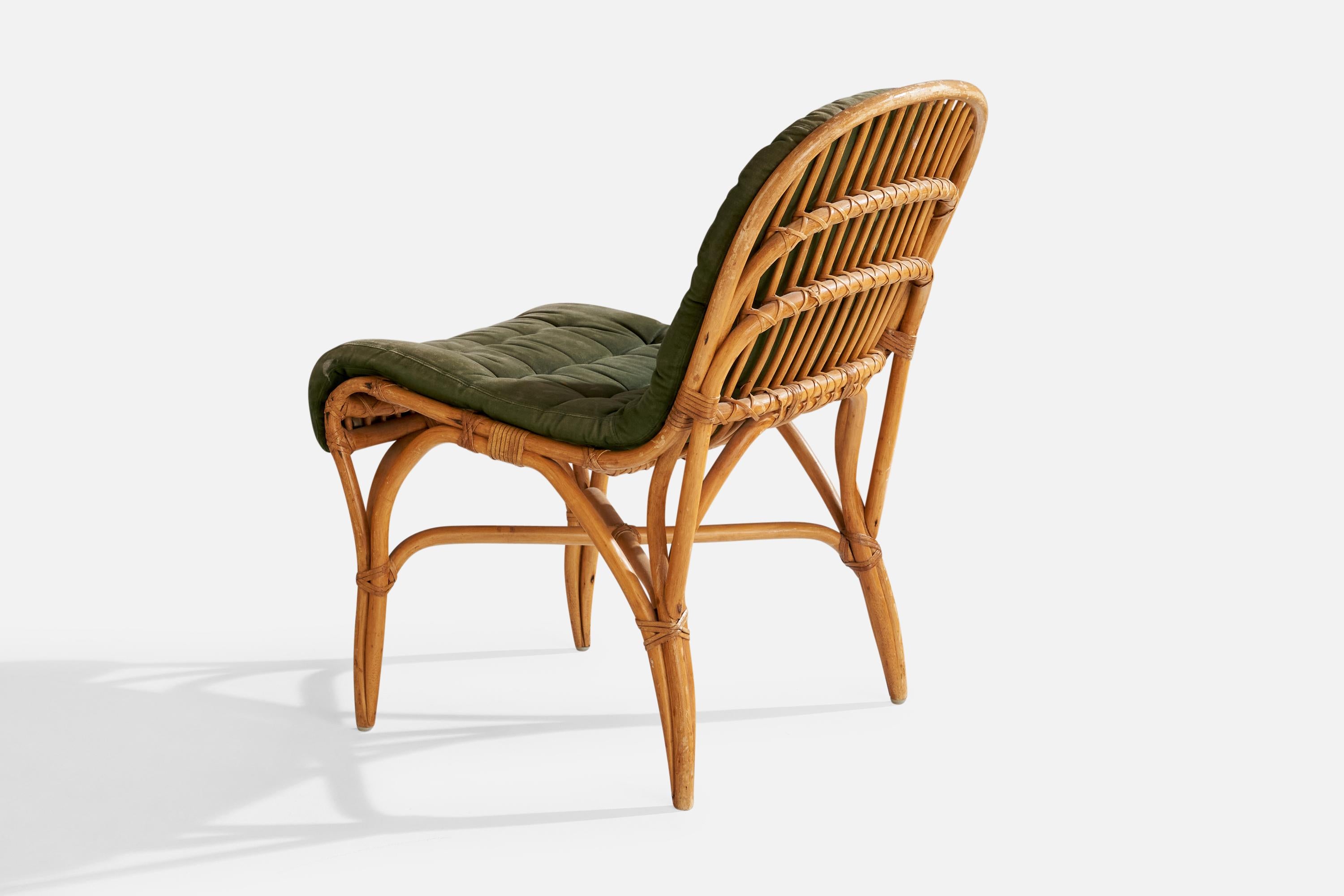 Dux, Lounge Chairs, Bamboo, Rattan, Fabric, Sweden, 1970s For Sale 1