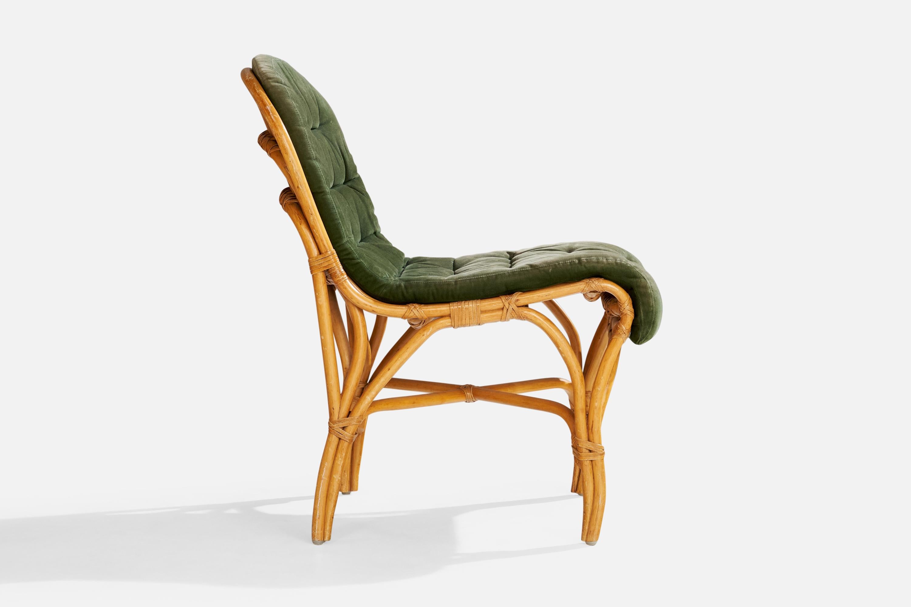 Dux, Lounge Chairs, Bamboo, Rattan, Fabric, Sweden, 1970s For Sale 2