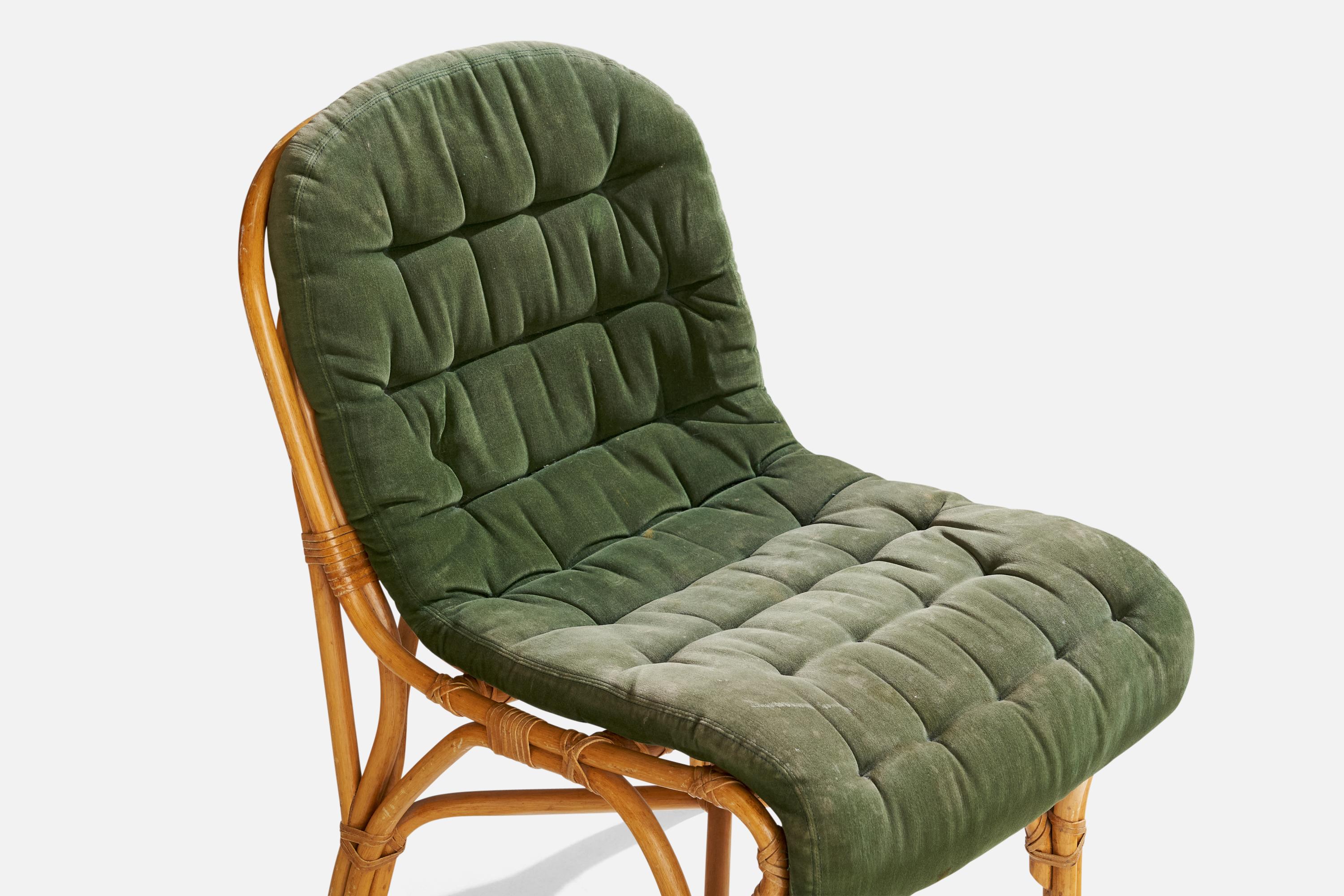 Dux, Lounge Chairs, Bamboo, Rattan, Fabric, Sweden, 1970s For Sale 3