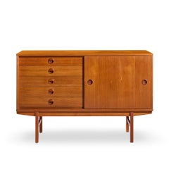 Dux Mid Century Danish Teak Petite Sliding Door Credenza