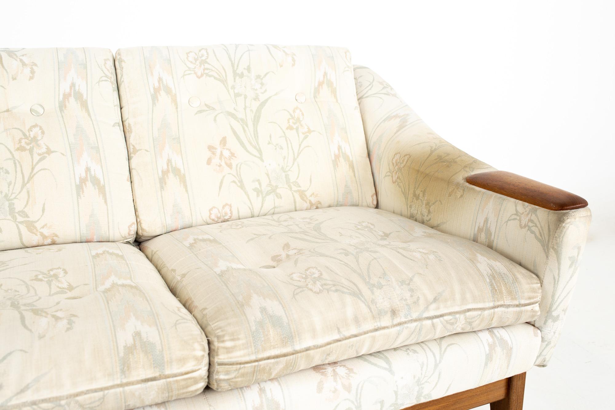 Late 20th Century DUX Mid-Century Teak Upholstered Sofa