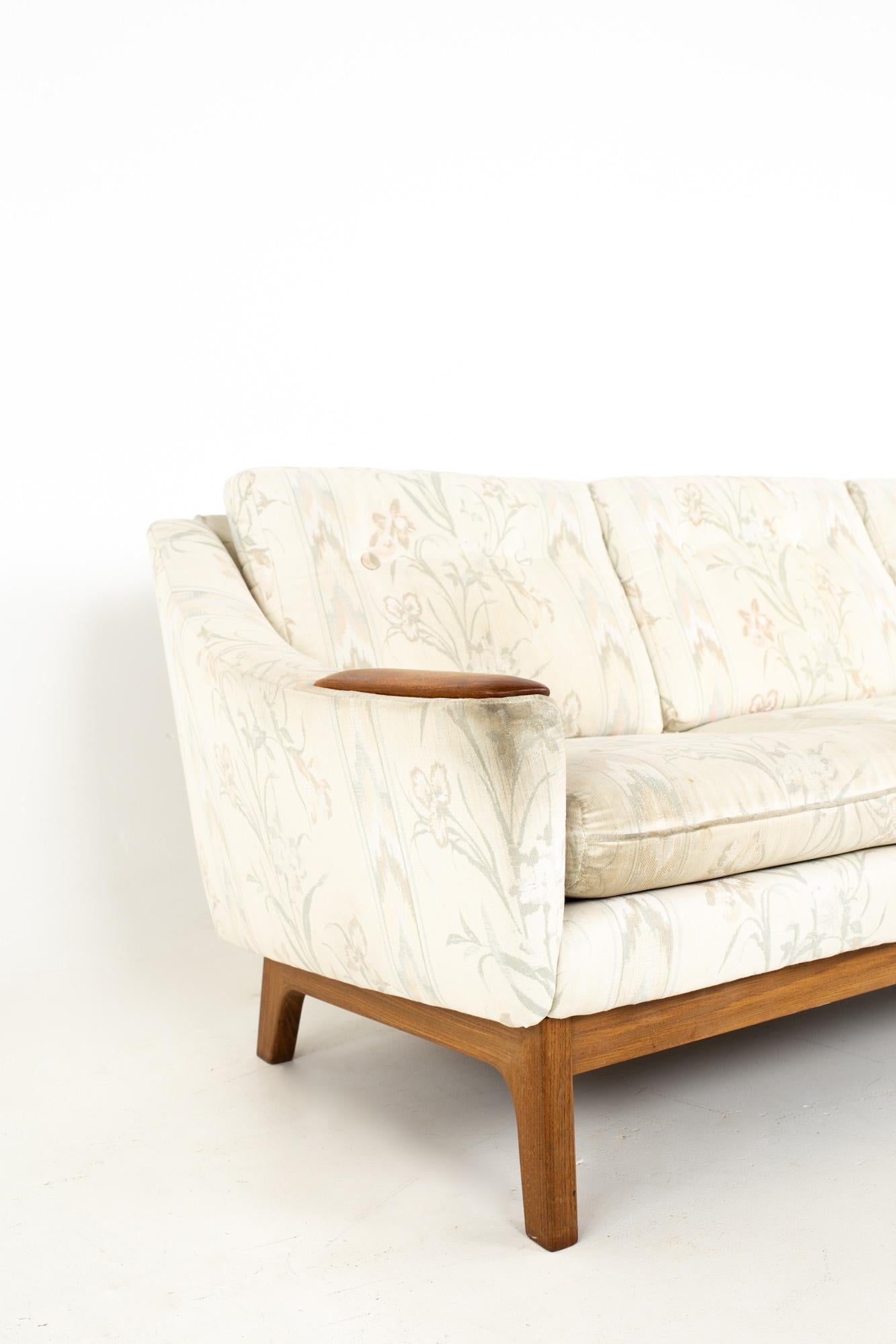 Upholstery DUX Mid-Century Teak Upholstered Sofa