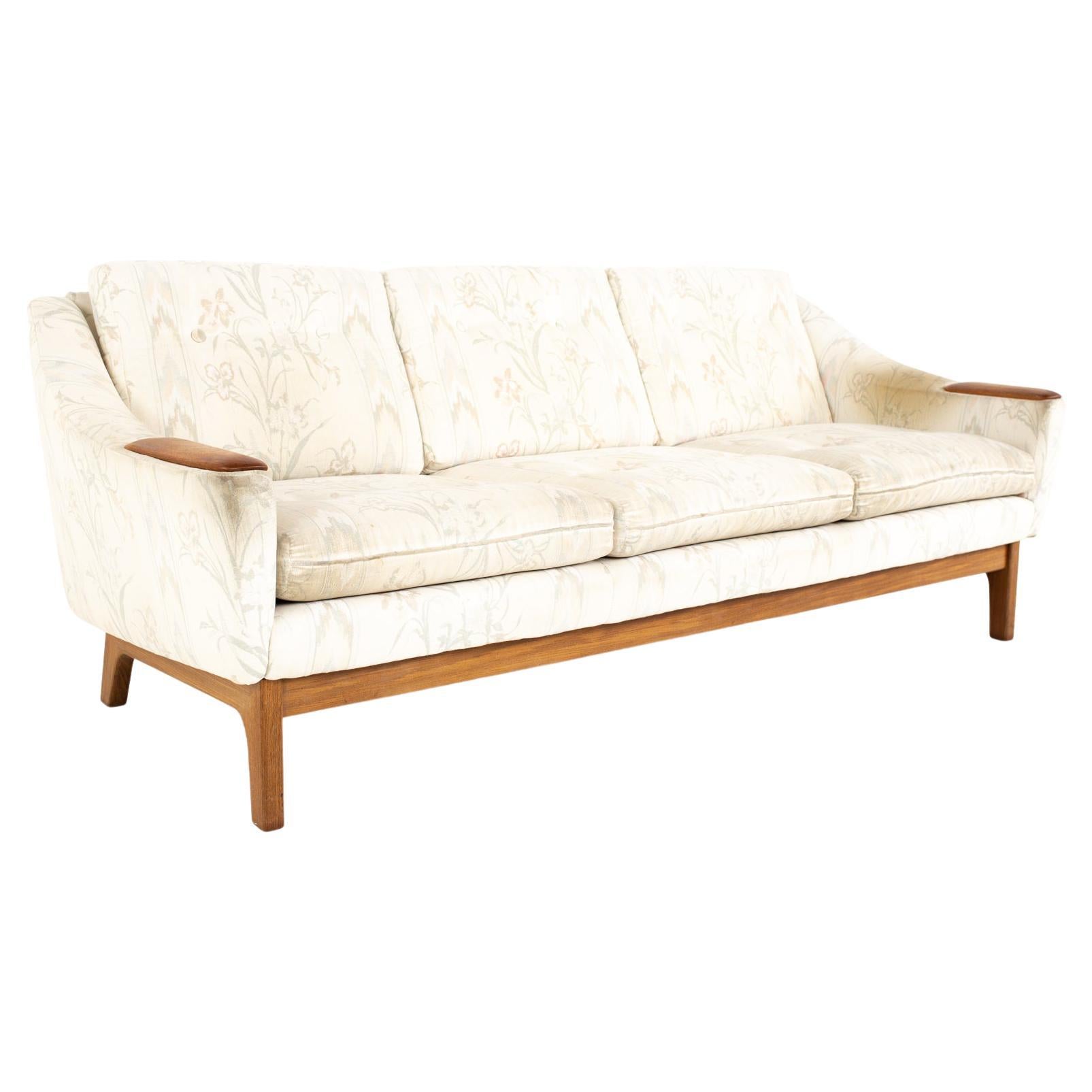 DUX Mid-Century Teak Upholstered Sofa