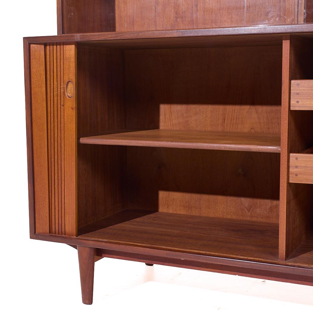Dux Mid Century Walnut Tambour Door Credenza and Hutch For Sale 3