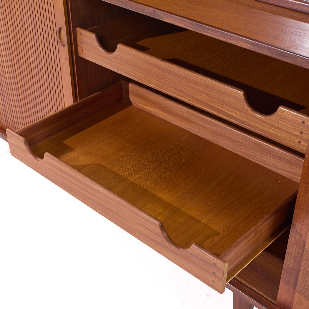 Dux Mid Century Walnut Tambour Door Credenza and Hutch For Sale 4