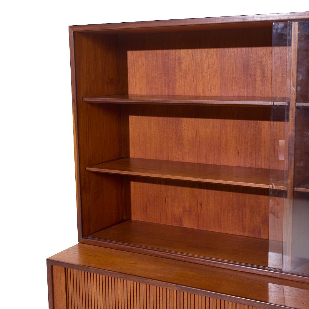 Mid-Century Modern Dux Mid Century Walnut Tambour Door Credenza and Hutch For Sale