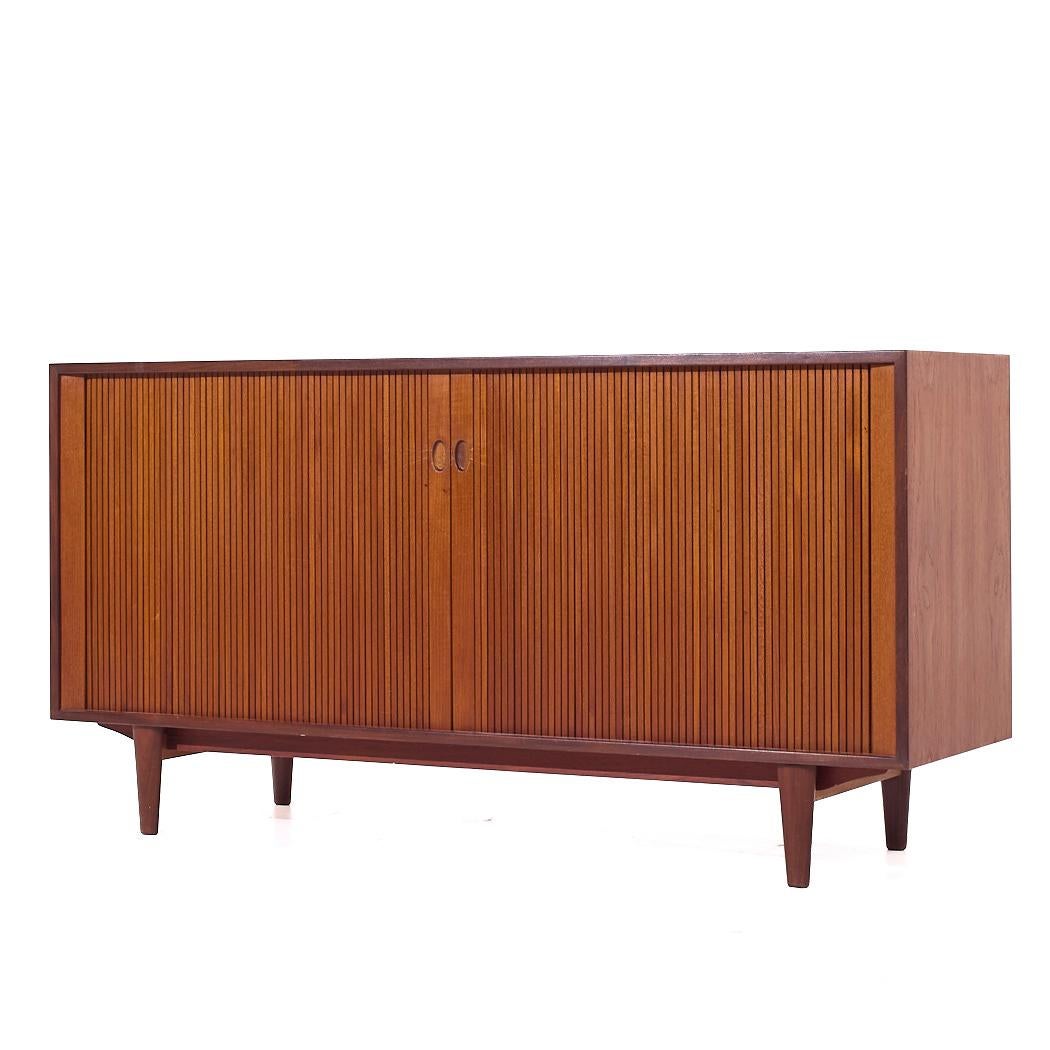 Late 20th Century Dux Mid Century Walnut Tambour Door Credenza and Hutch For Sale