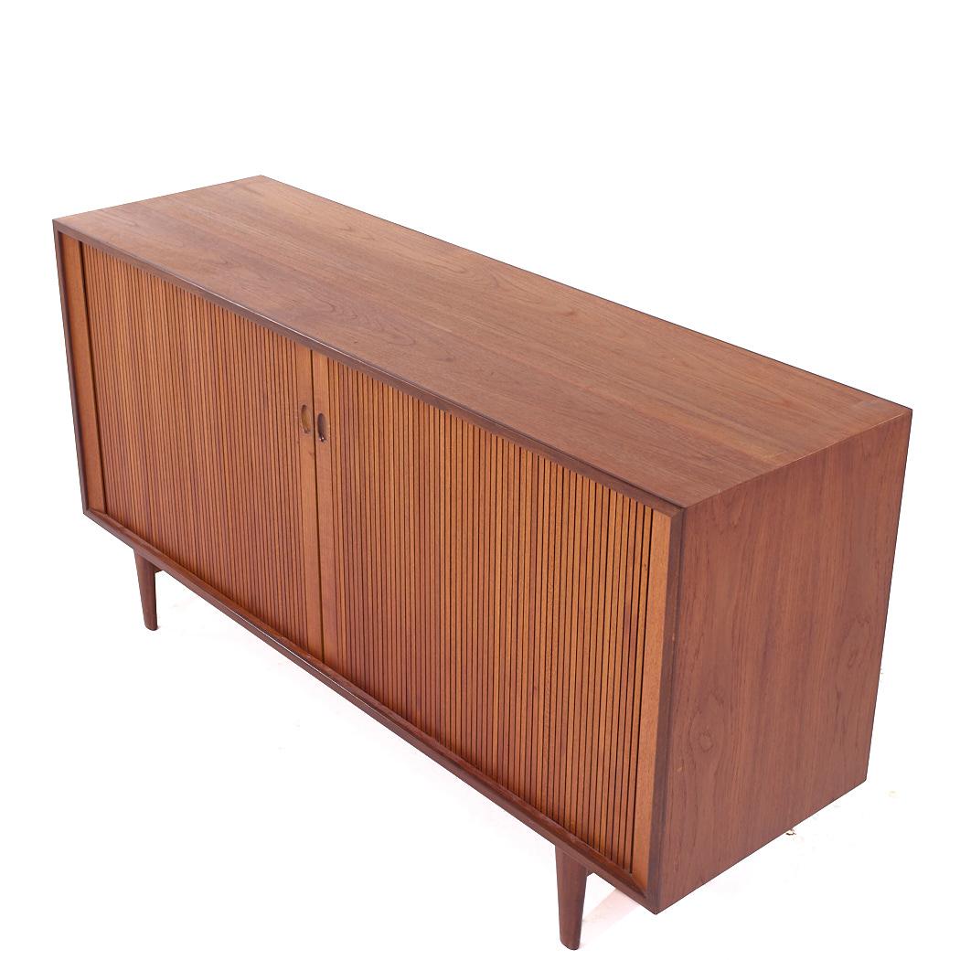 Dux Mid Century Walnut Tambour Door Credenza and Hutch For Sale 2