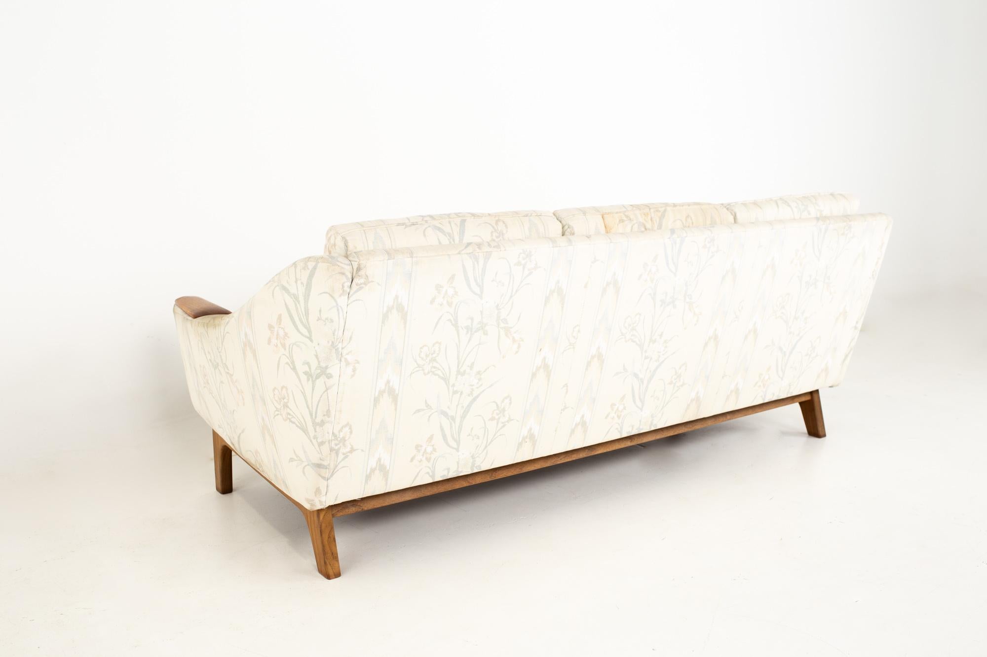 American DUX Mid Century Teak Upholstered Sofa