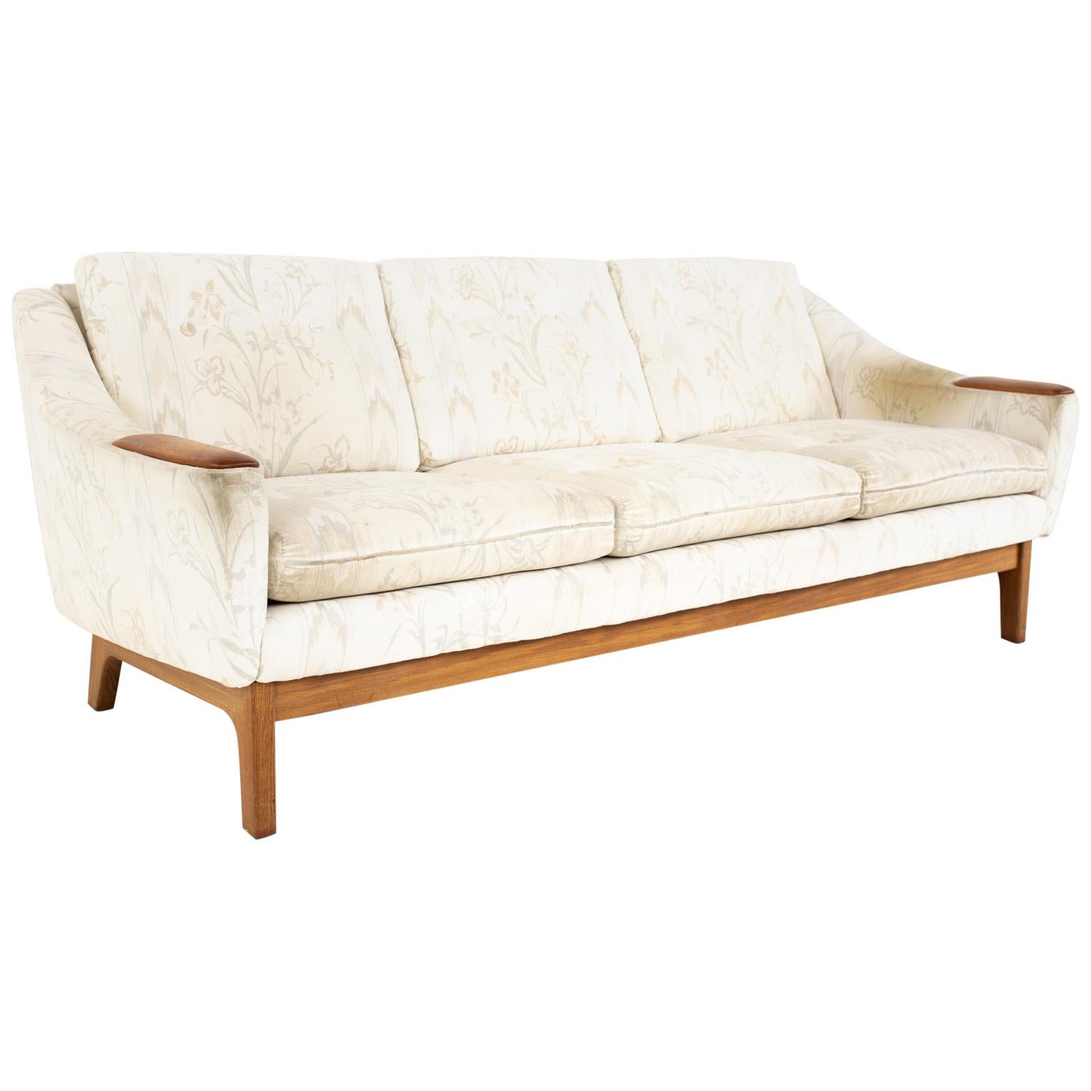 DUX Mid Century Teak Upholstered Sofa