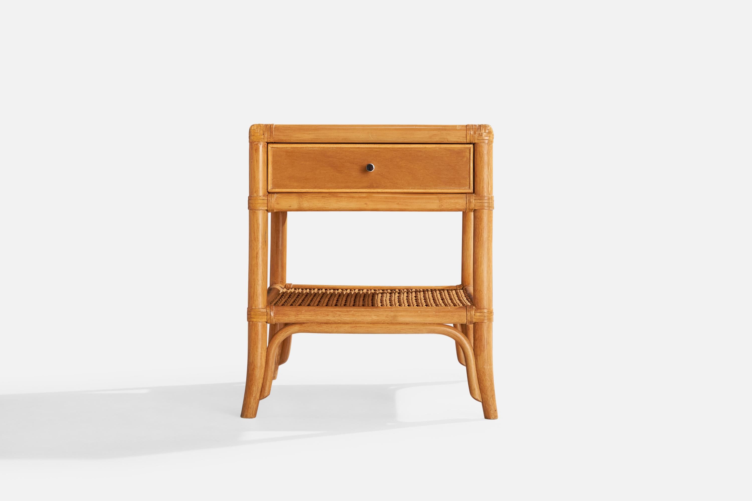 Dux, Nighstands, Bamboo, Oak, Rattan, Metal, Sweden, 1960s In Good Condition For Sale In High Point, NC
