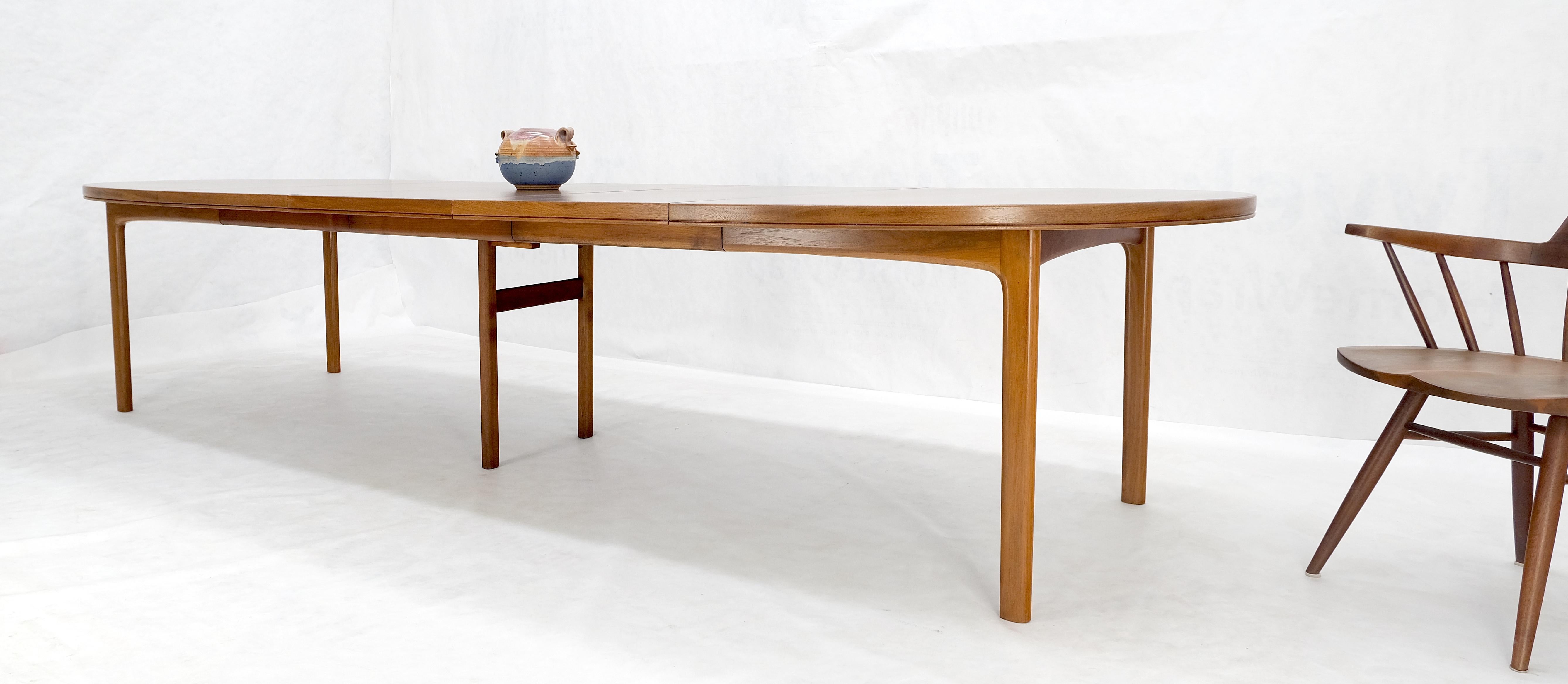 Dux of Sweden Oval Walnut Danish Dining Table w/ 3Leaves Total 135