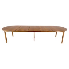 Dux of Sweden Oval Walnut Danish Dining Table w/ 3Leaves Total 135" in Length
