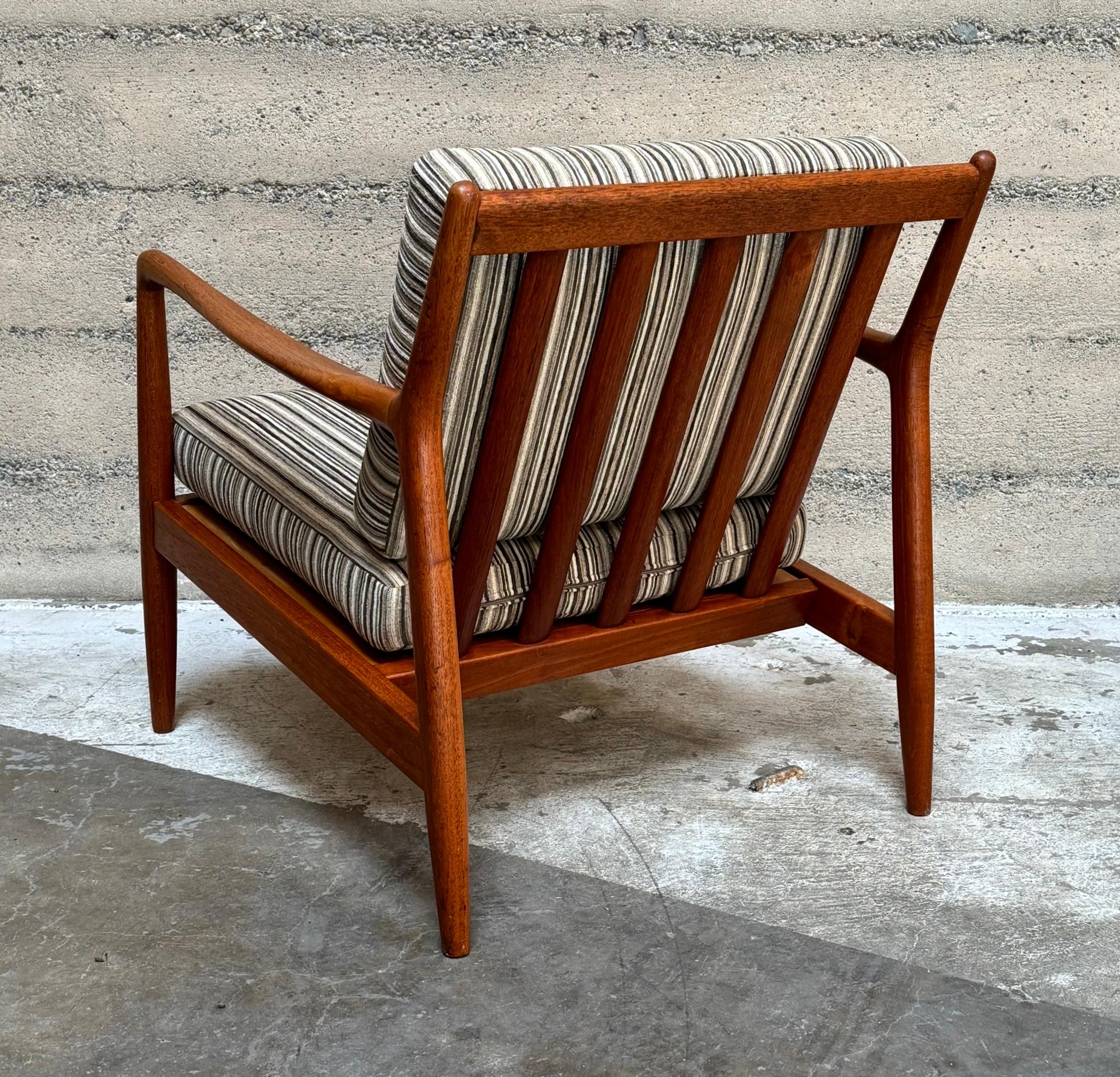 Fabric Dux of Sweden Teak Armchair by Folke Ohlsson Model USA 75 For Sale