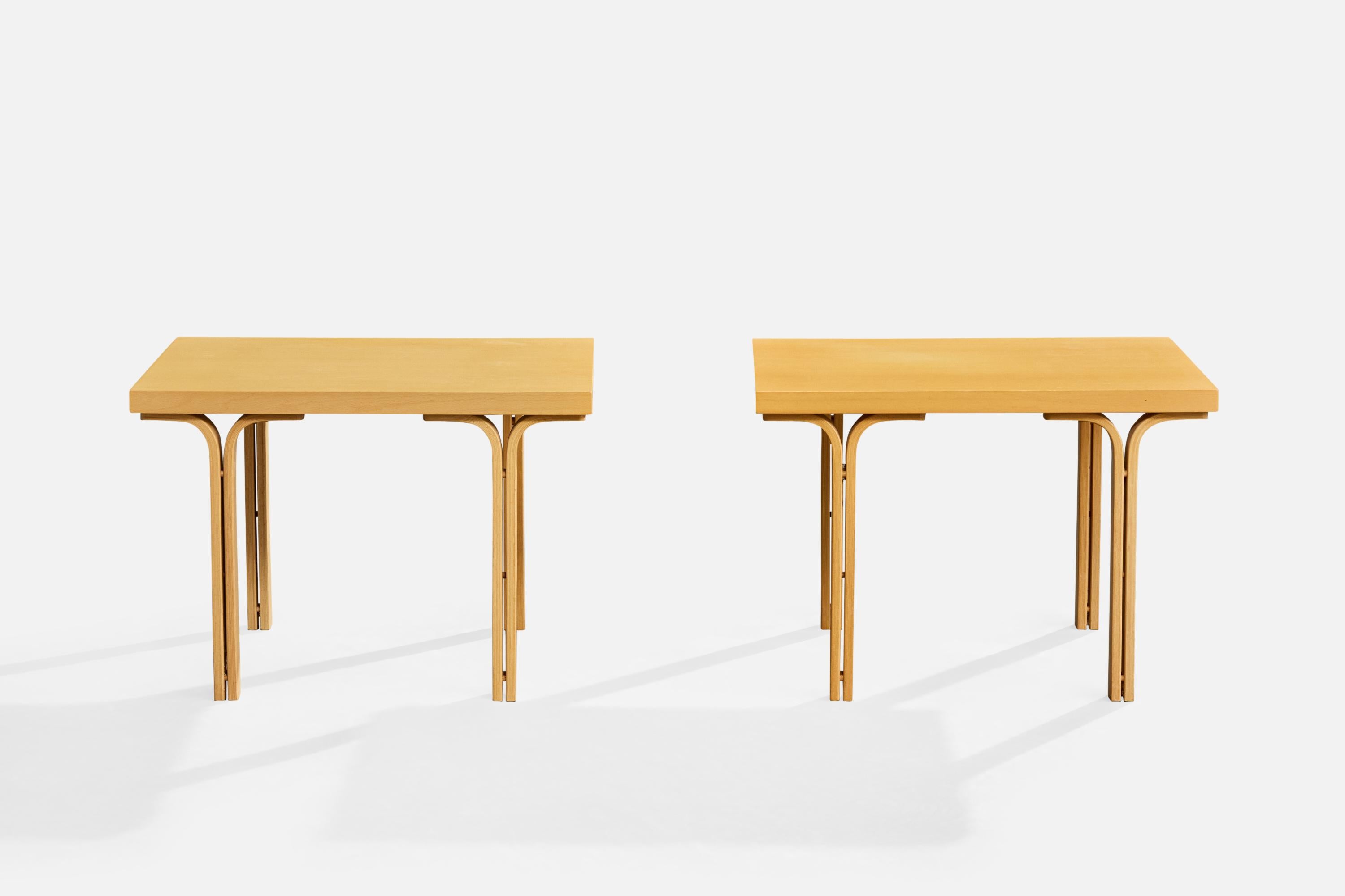 Mid-Century Modern Dux, Side Tables, Beech, Sweden, 1990s For Sale