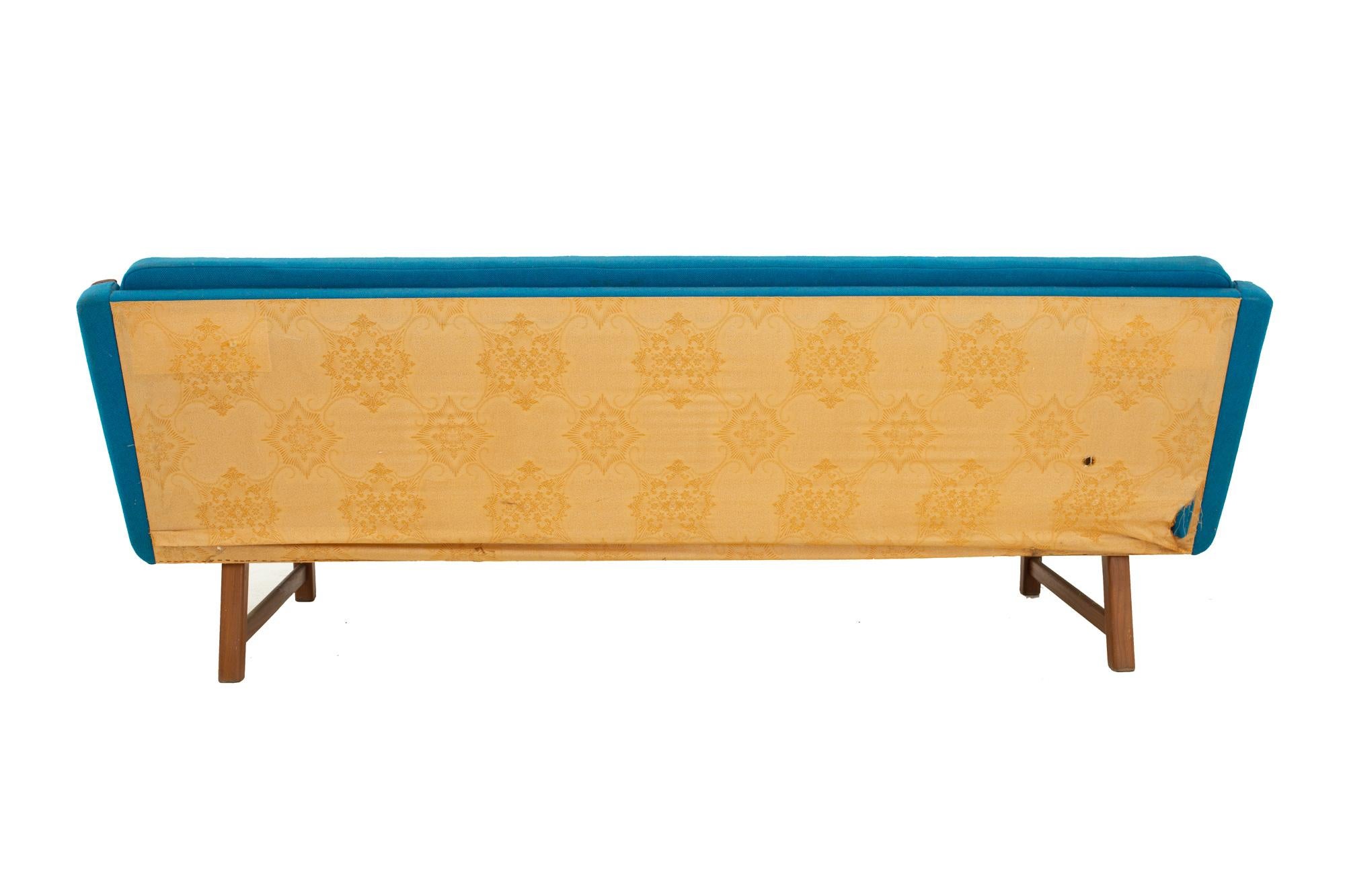 Dux Style Mid Century Teak and Teal Sleeper Sofa 2