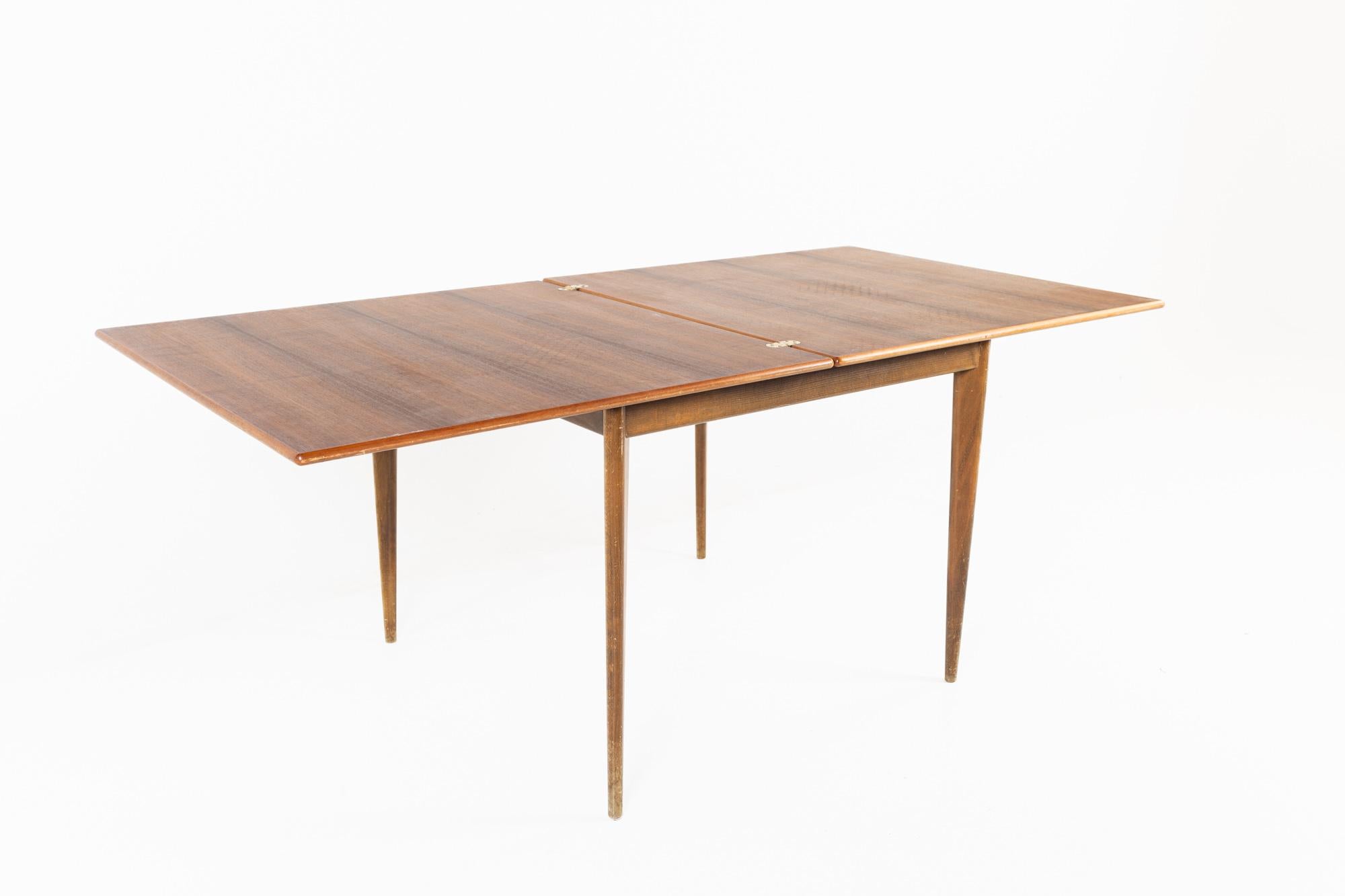 Wood DUX Style Walnut Mid-Century Flip Top Dining Table