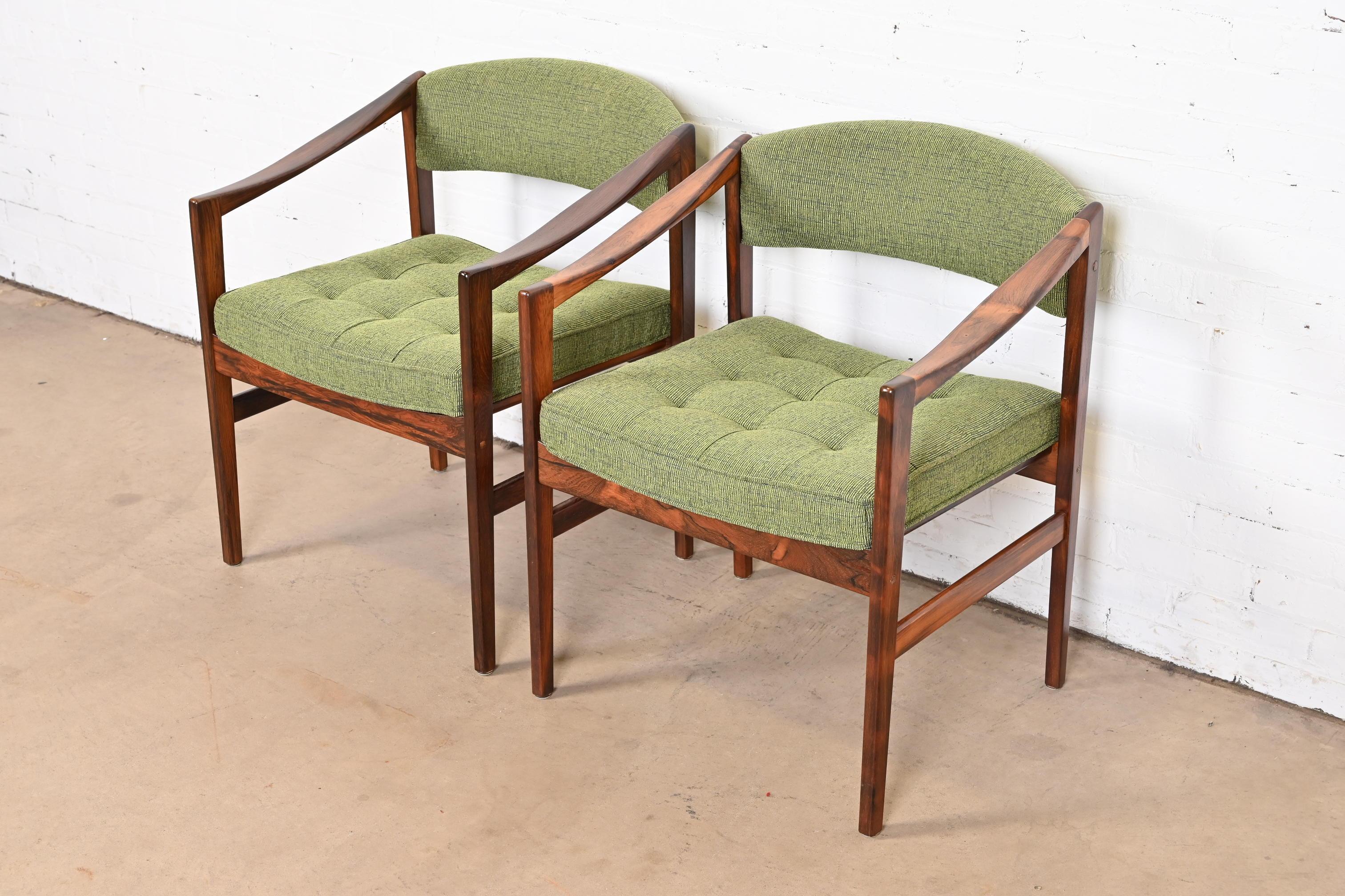Mid-20th Century DUX Swedish Modern Rosewood Club Chairs, Newly Restored For Sale