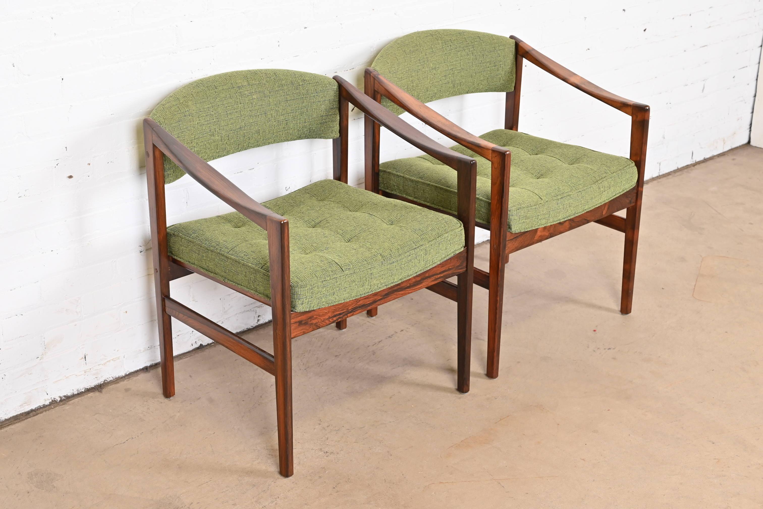 DUX Swedish Modern Rosewood Club Chairs, Newly Restored For Sale 2