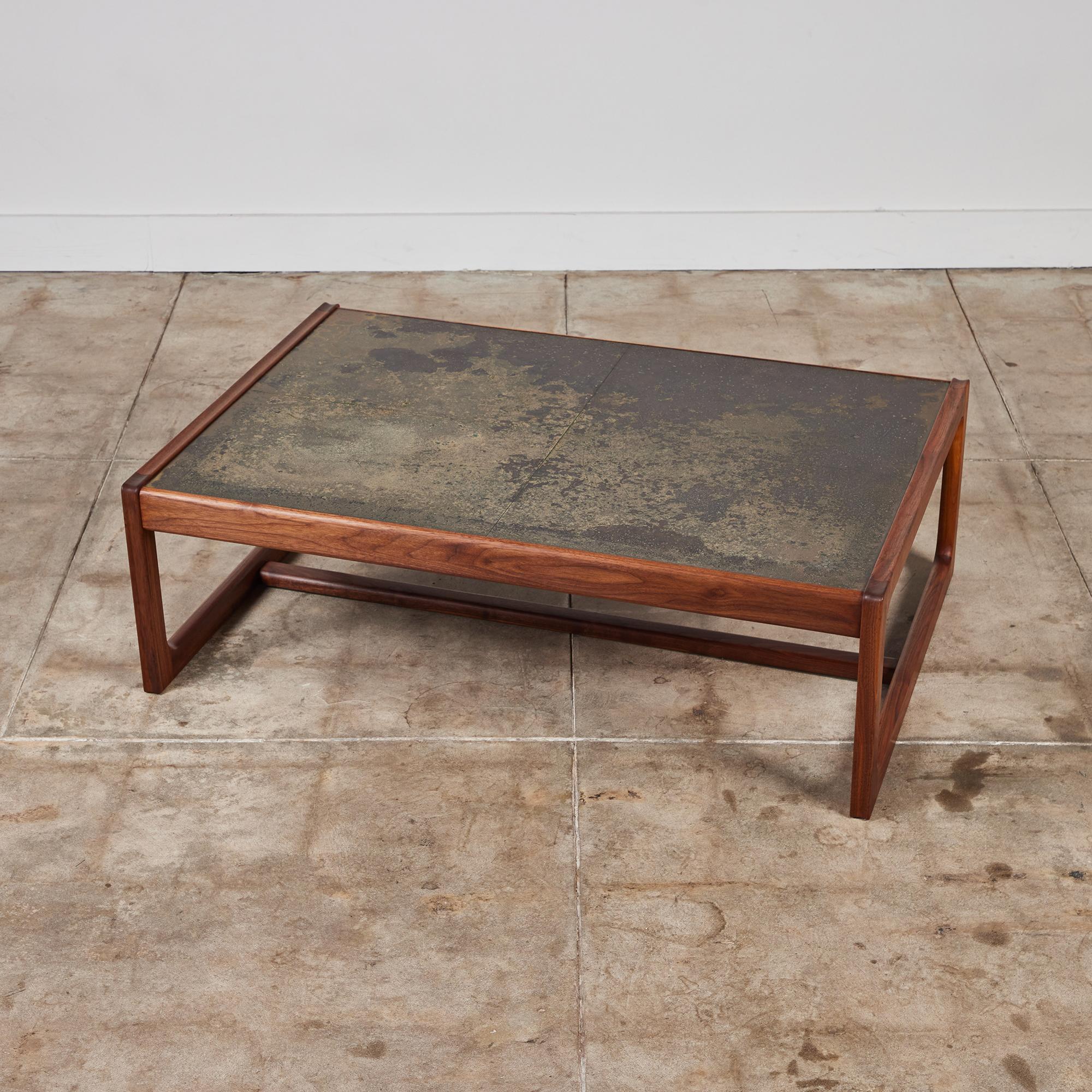 DUX Teak Coffee Table with Patinated Bronze Table Top 4