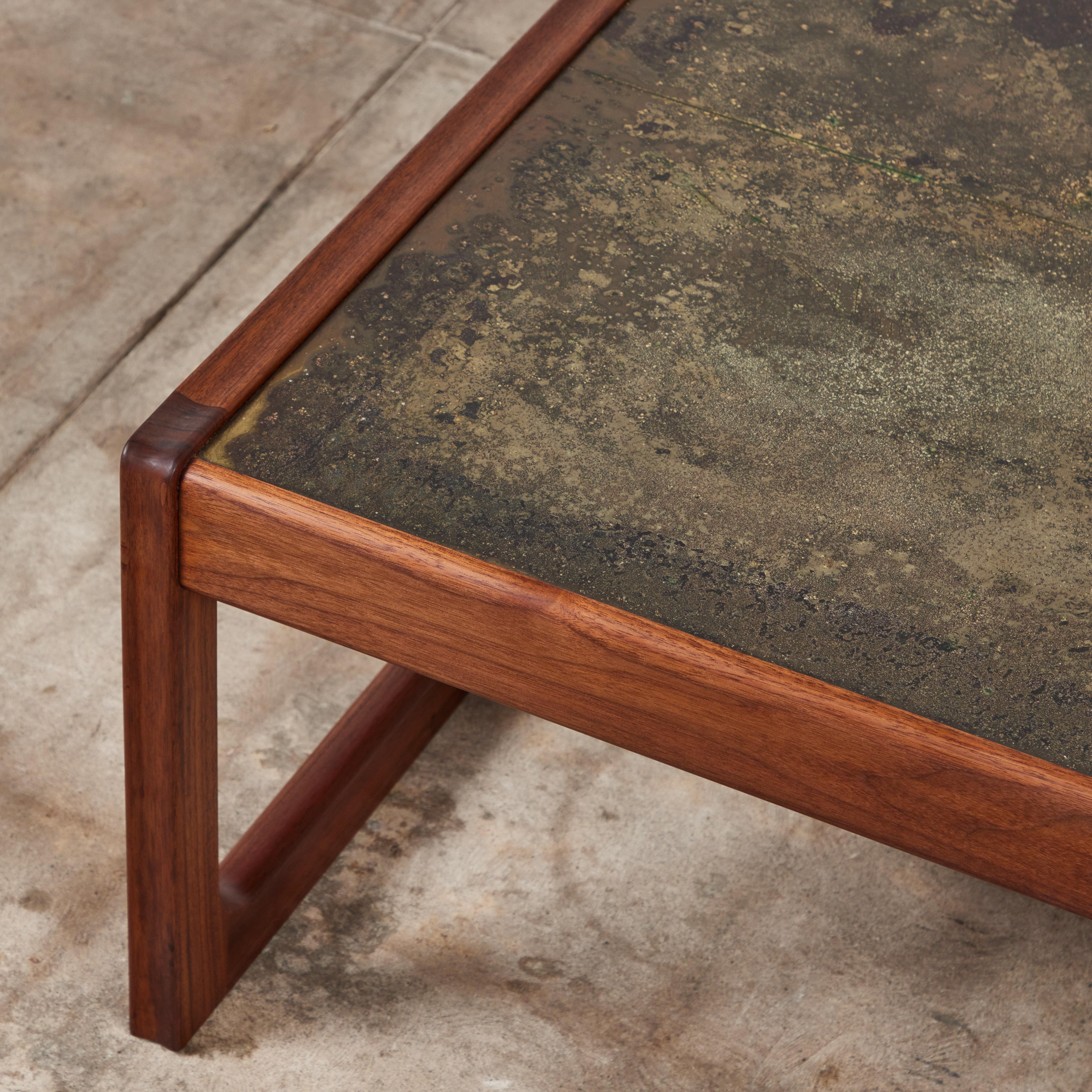 DUX Teak Coffee Table with Patinated Bronze Table Top 5