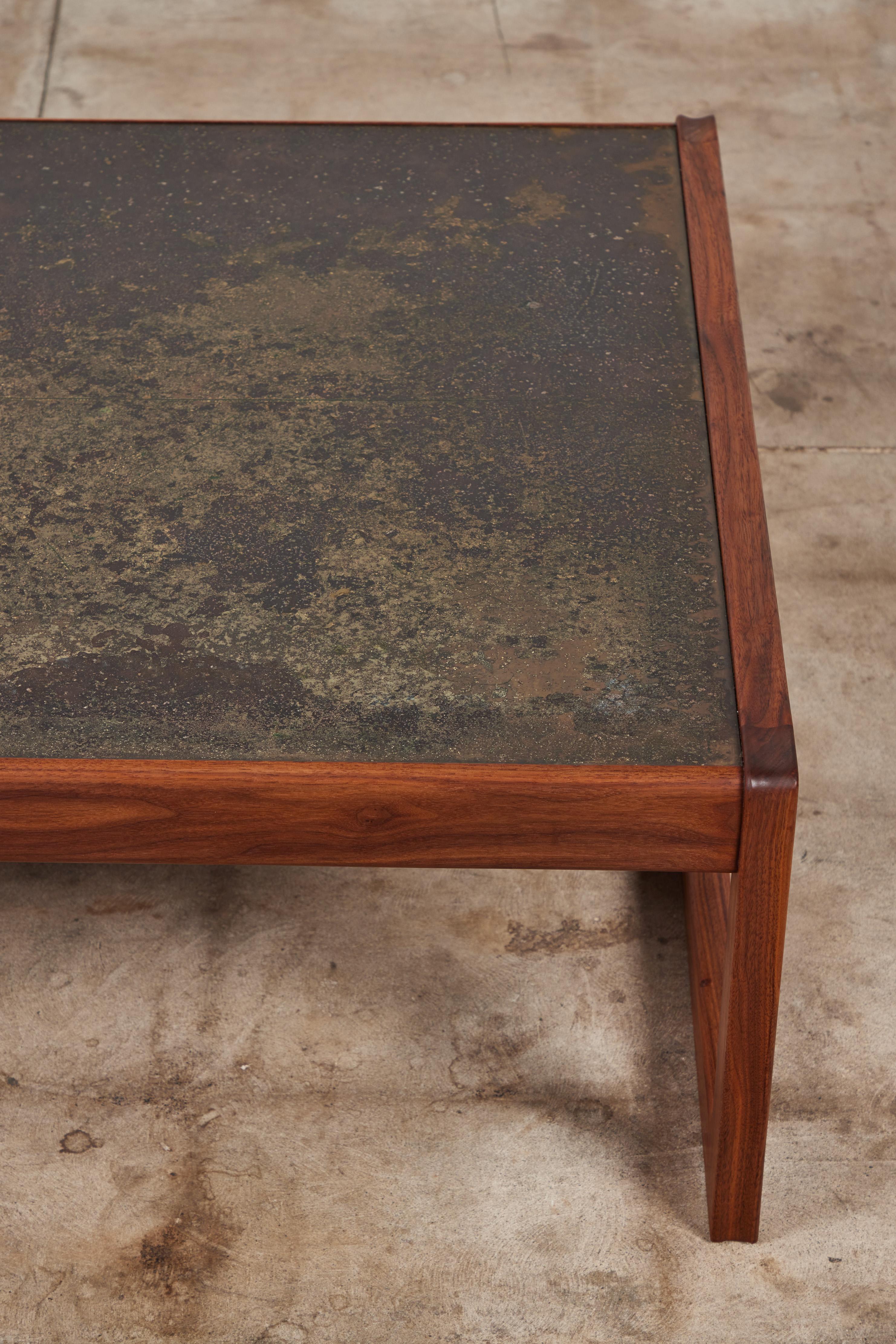 DUX Teak Coffee Table with Patinated Bronze Table Top 6