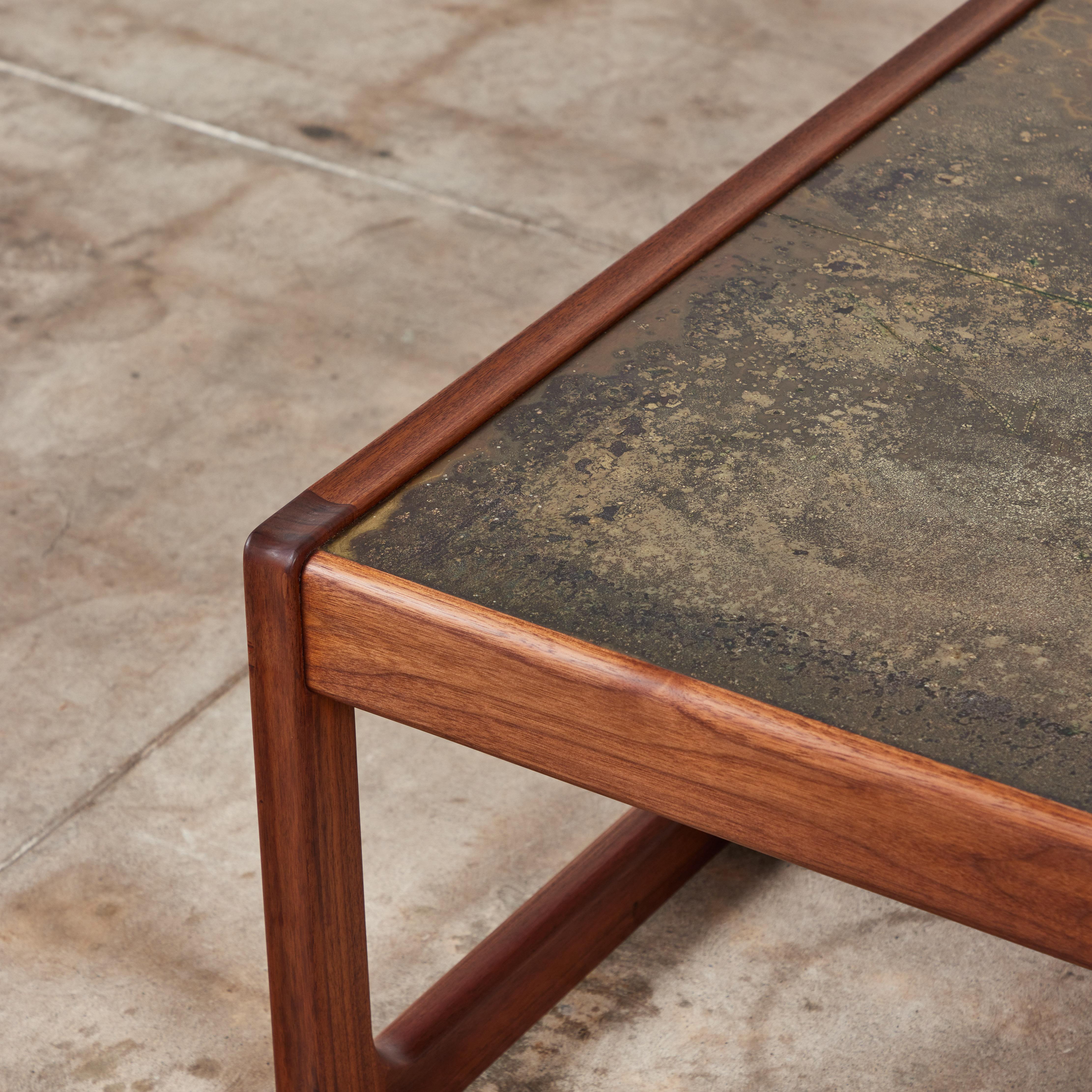 DUX Teak Coffee Table with Patinated Bronze Table Top 8
