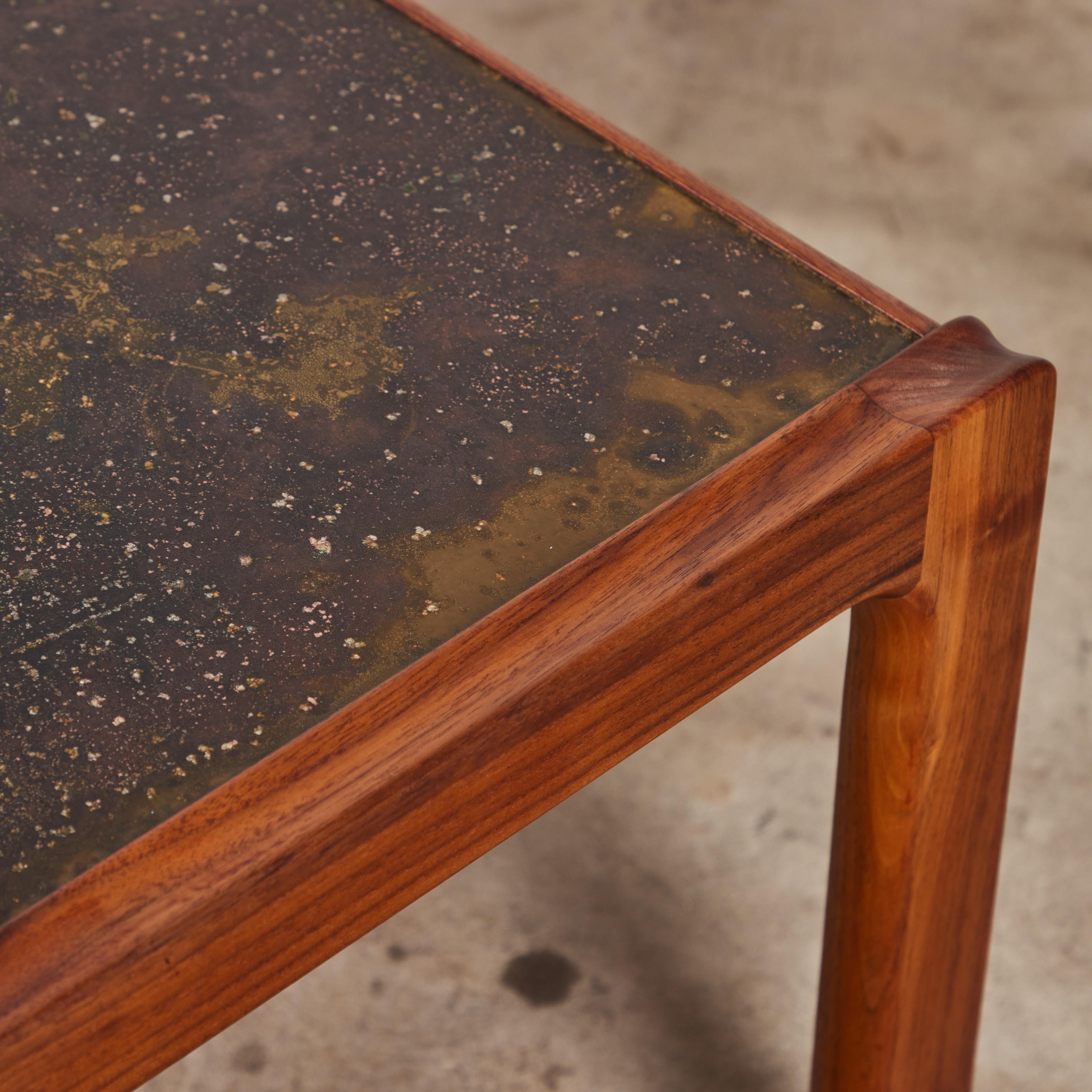 DUX Teak Coffee Table with Patinated Bronze Table Top 9