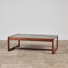 DUX Teak Coffee Table with Patinated Bronze Table Top