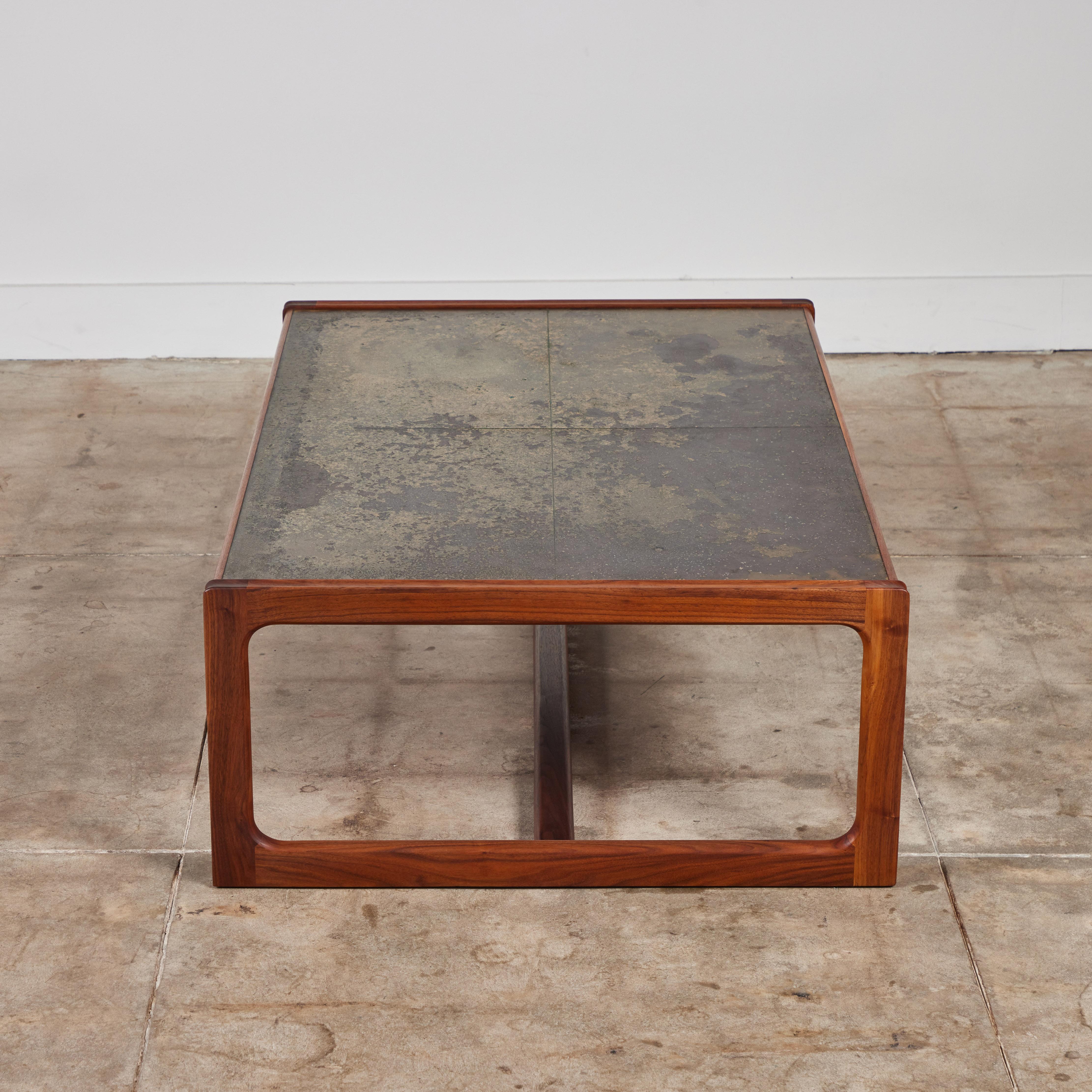 DUX Teak Coffee Table with Patinated Bronze Table Top 1