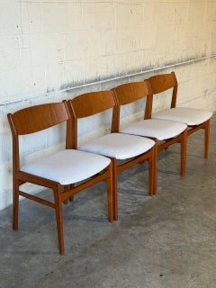 Dux Teak Dining Chairs Set of 4 with Light Upholstery Danish Vintage 1960s