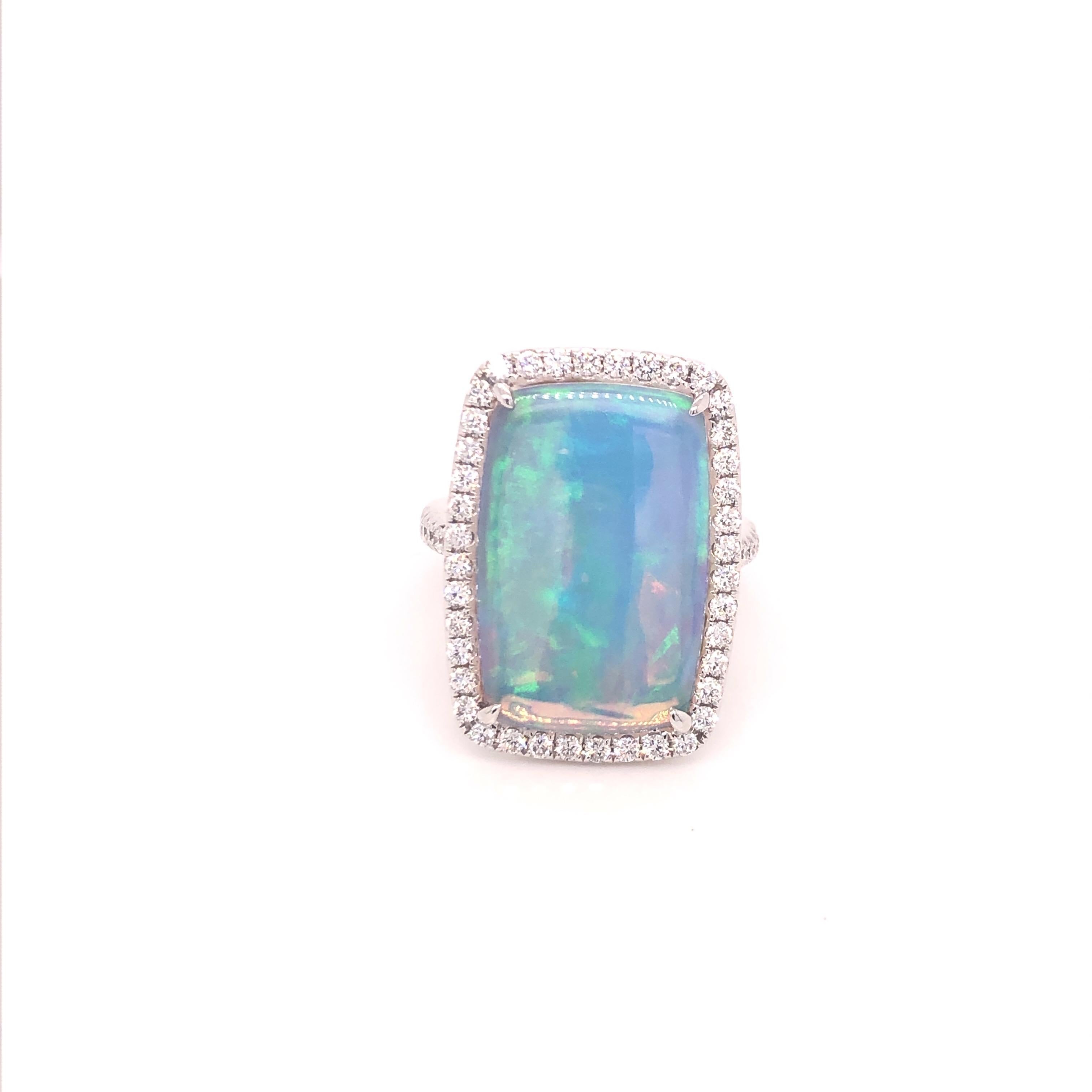 Modern Dvani White Gold Opal and Diamond Ring